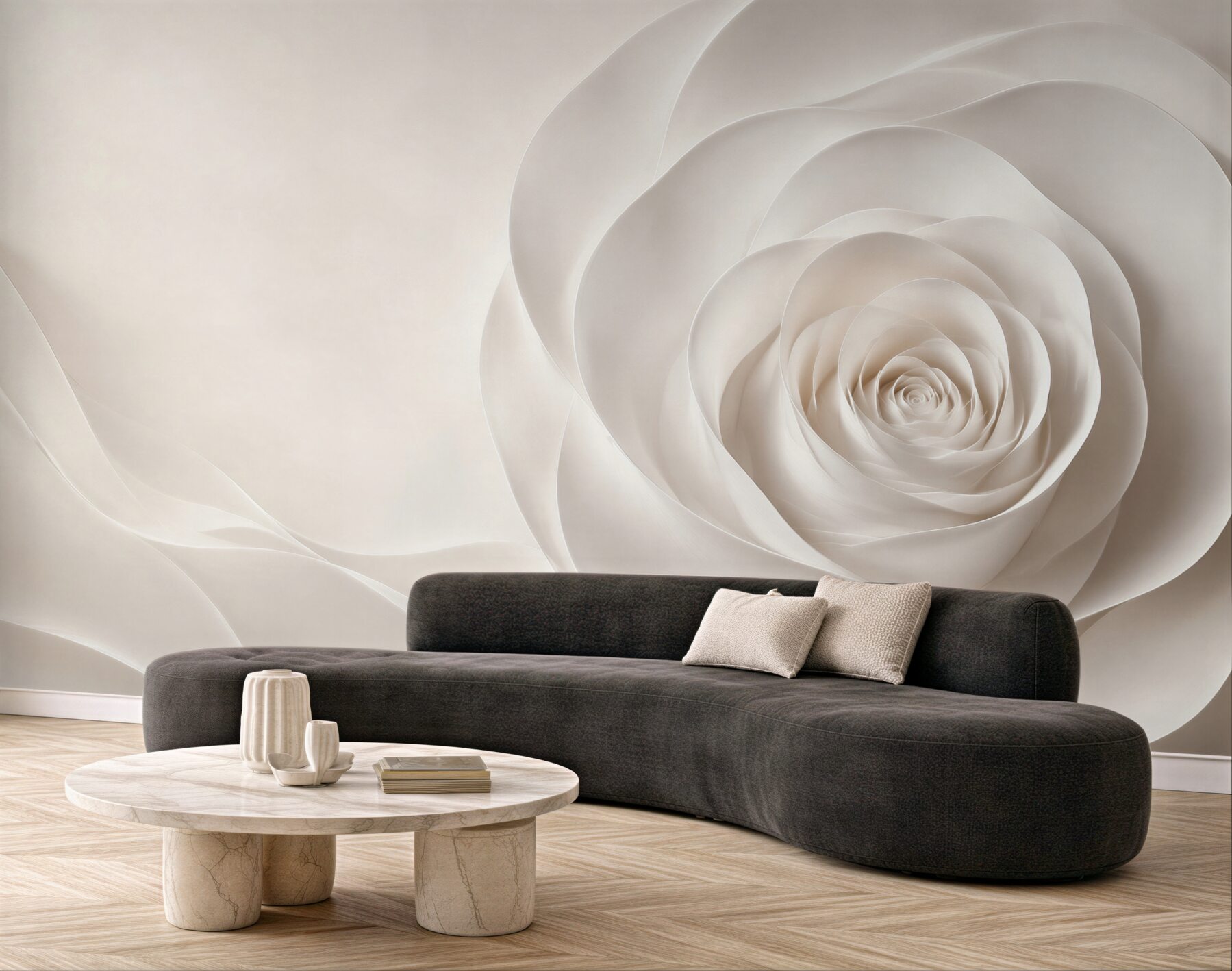 Fototapeta biała róża 3D subtelna elegancja do nowoczesnego wnętrza?v23