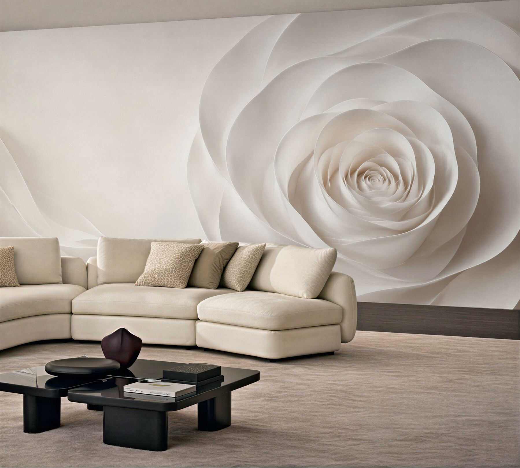 Fototapeta biała róża 3D subtelna elegancja do nowoczesnego wnętrza?v23