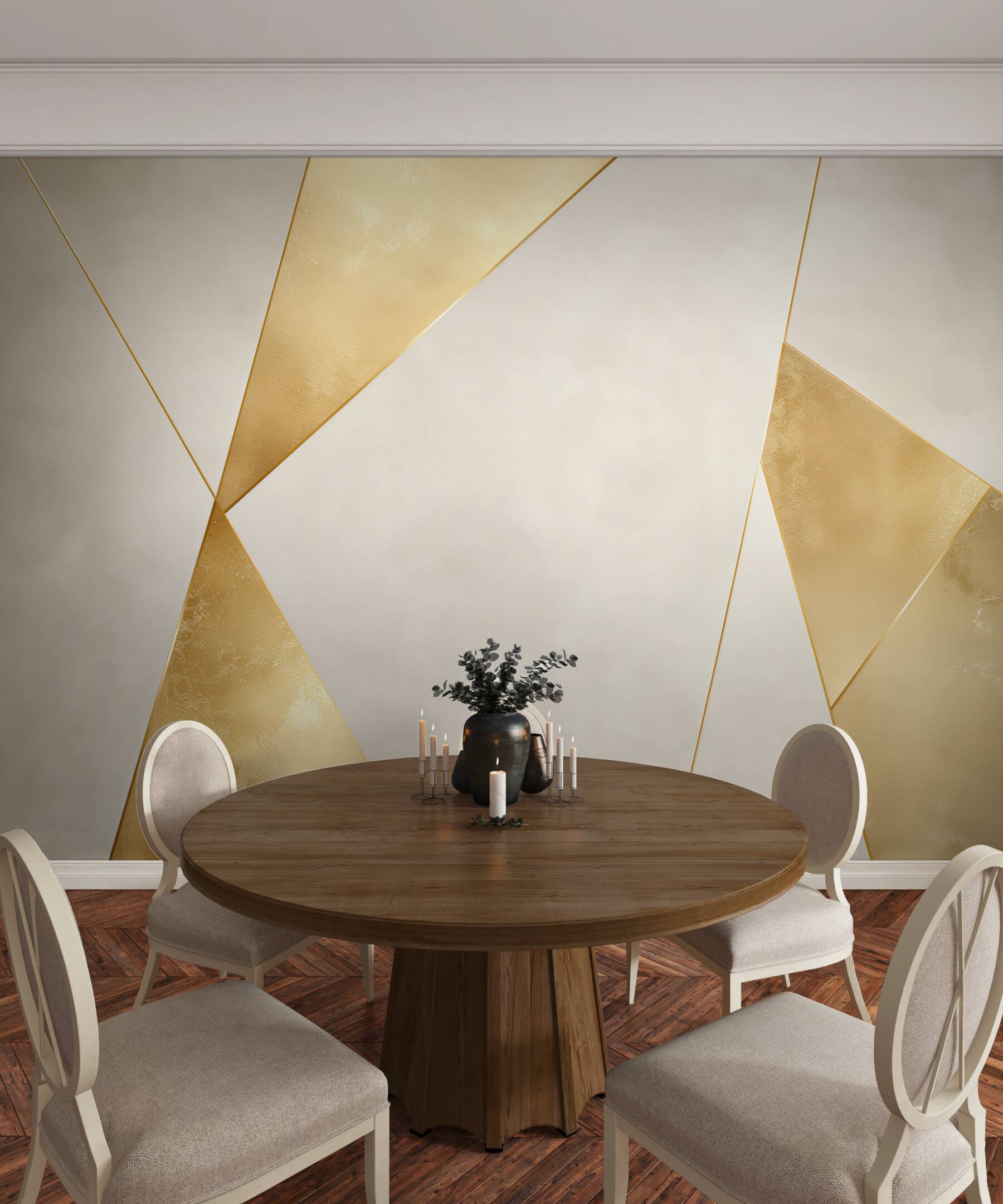 Fototapeta geometryczna abstrakcja biało złota nowoczesna elegancka?v23