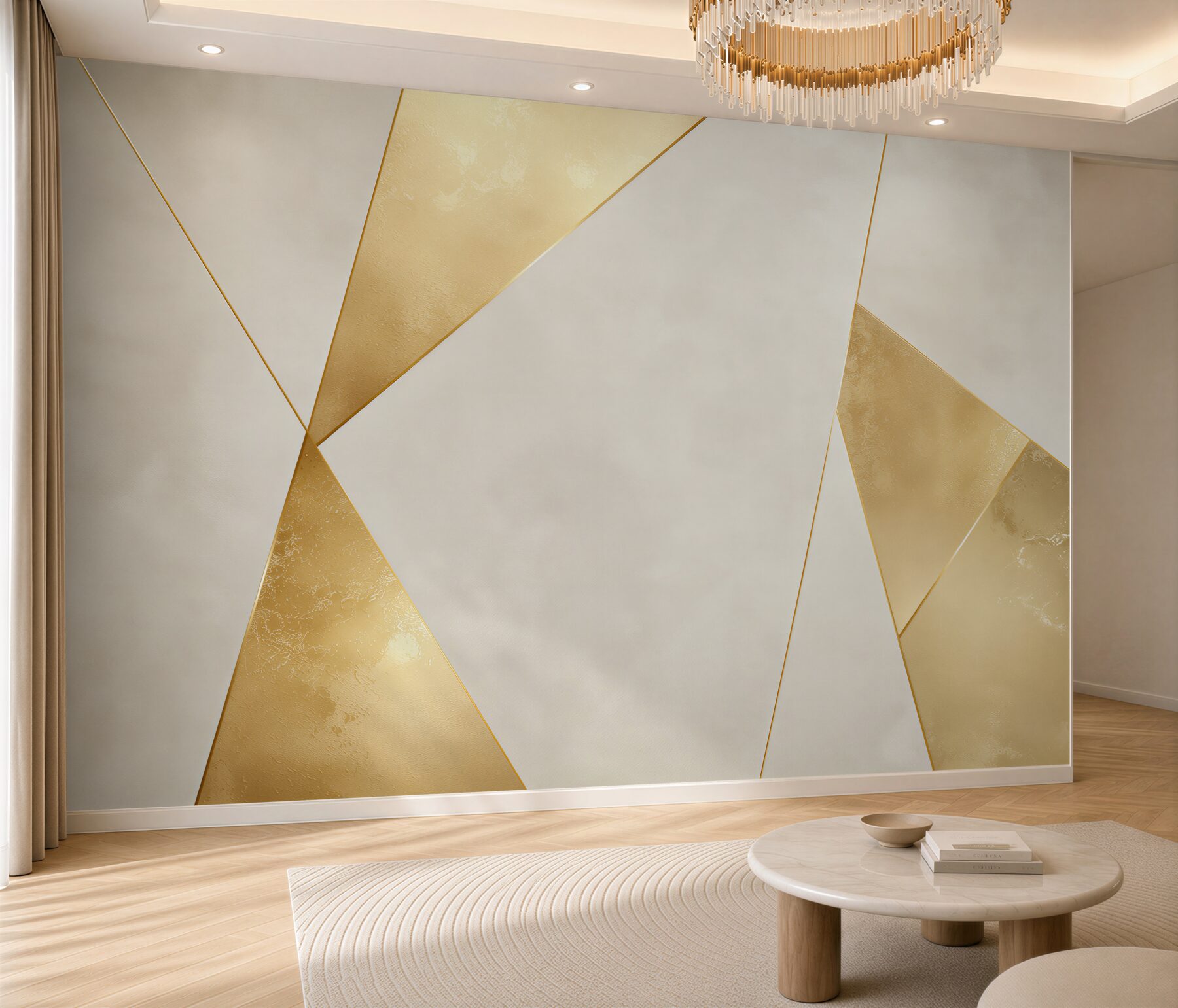 Fototapeta geometryczna abstrakcja biało złota nowoczesna elegancka?v23