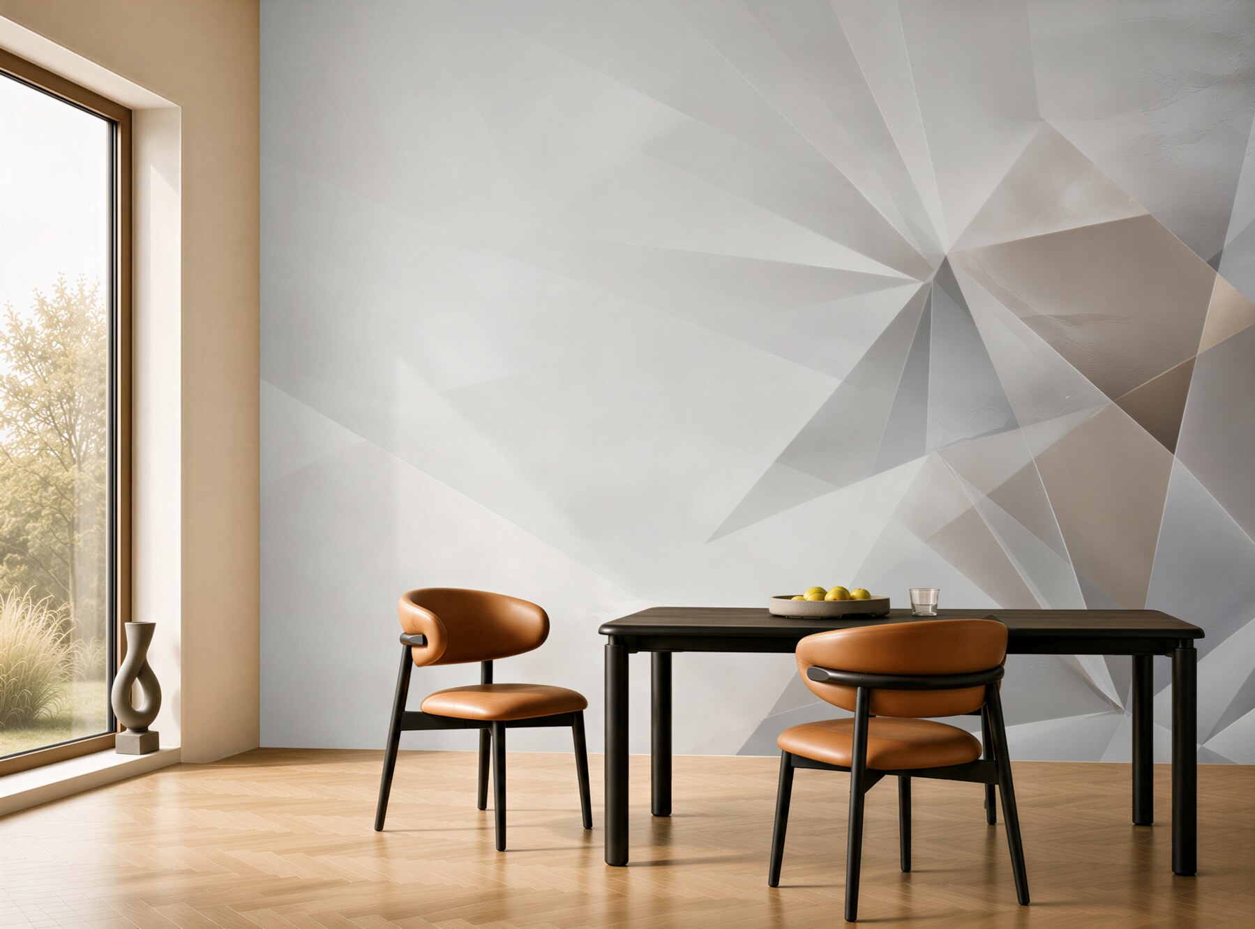Fototapeta geometryczna abstrakcja 3D beżowo szara do nowoczesnego wnętrza?v23