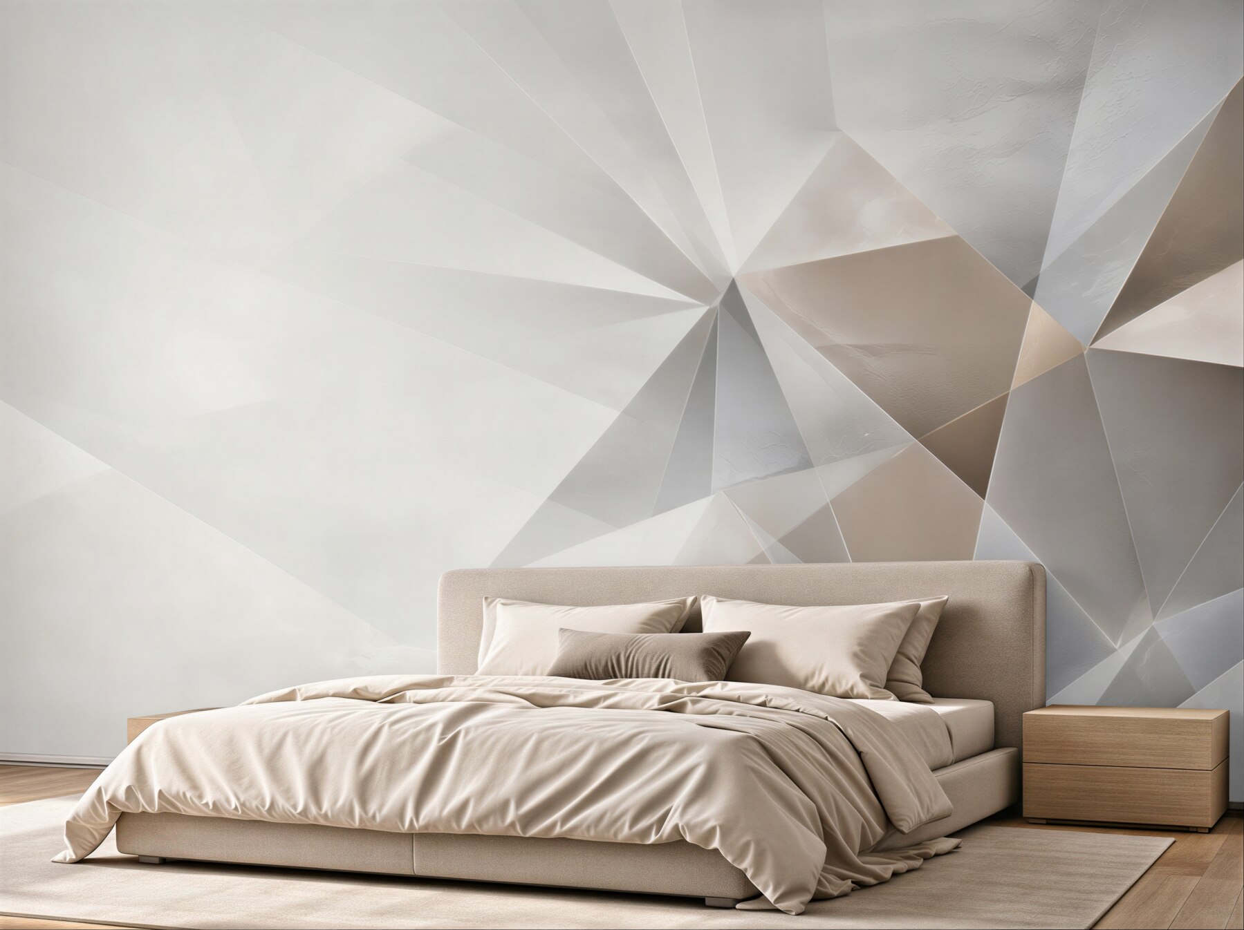 Fototapeta geometryczna abstrakcja 3D beżowo szara do nowoczesnego wnętrza?v23