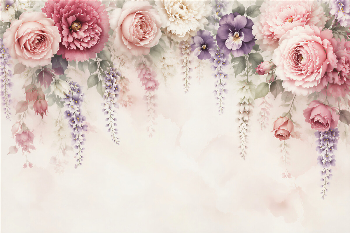 Fototapeta kwiaty róże i peonie pastelowe romantyczne