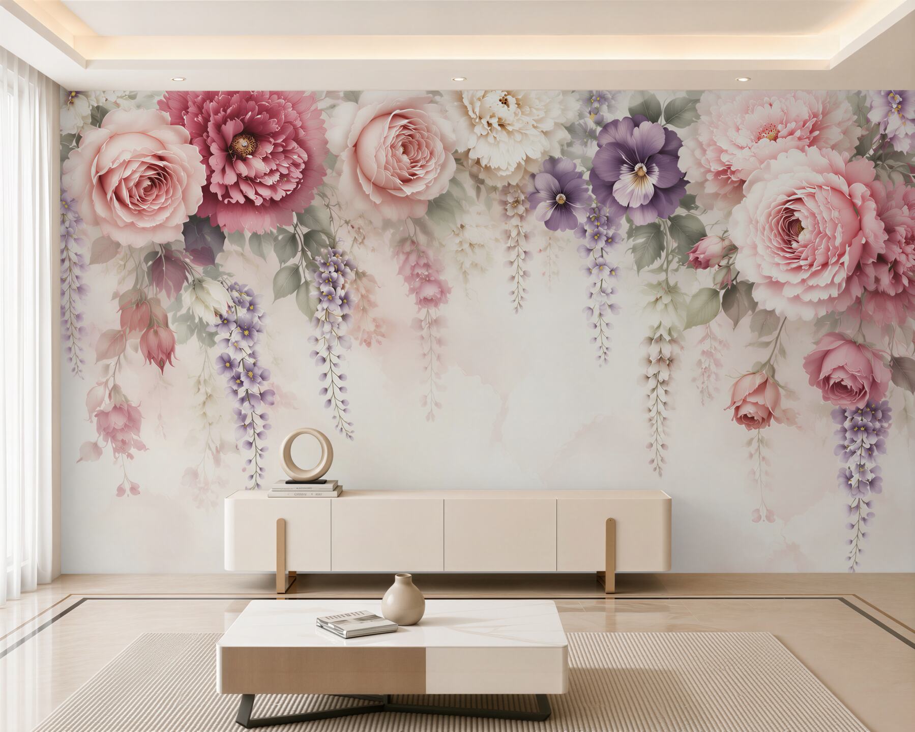 Fototapeta kwiaty róże i peonie pastelowe romantyczne?v23