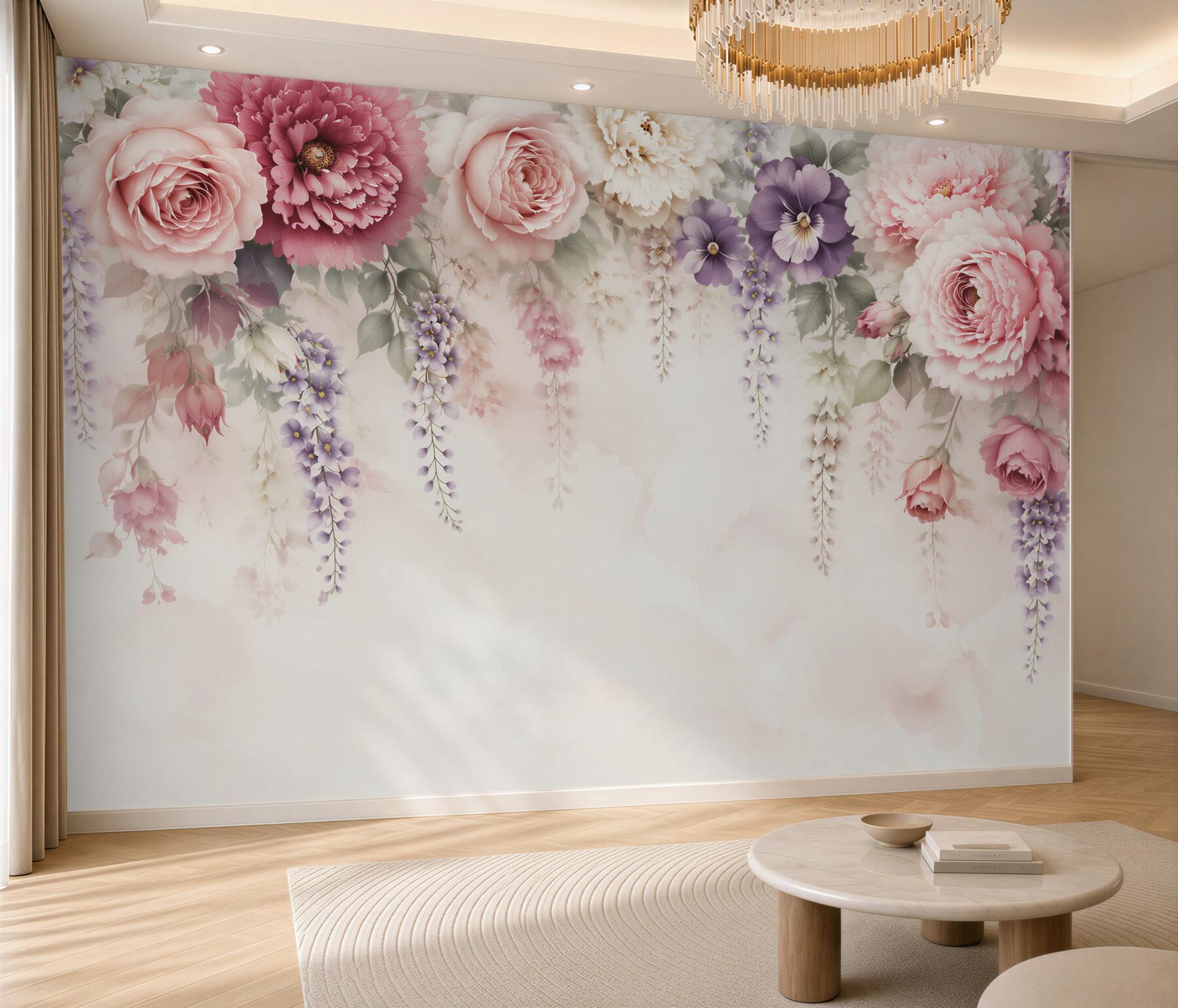 Fototapeta kwiaty róże i peonie pastelowe romantyczne?v23