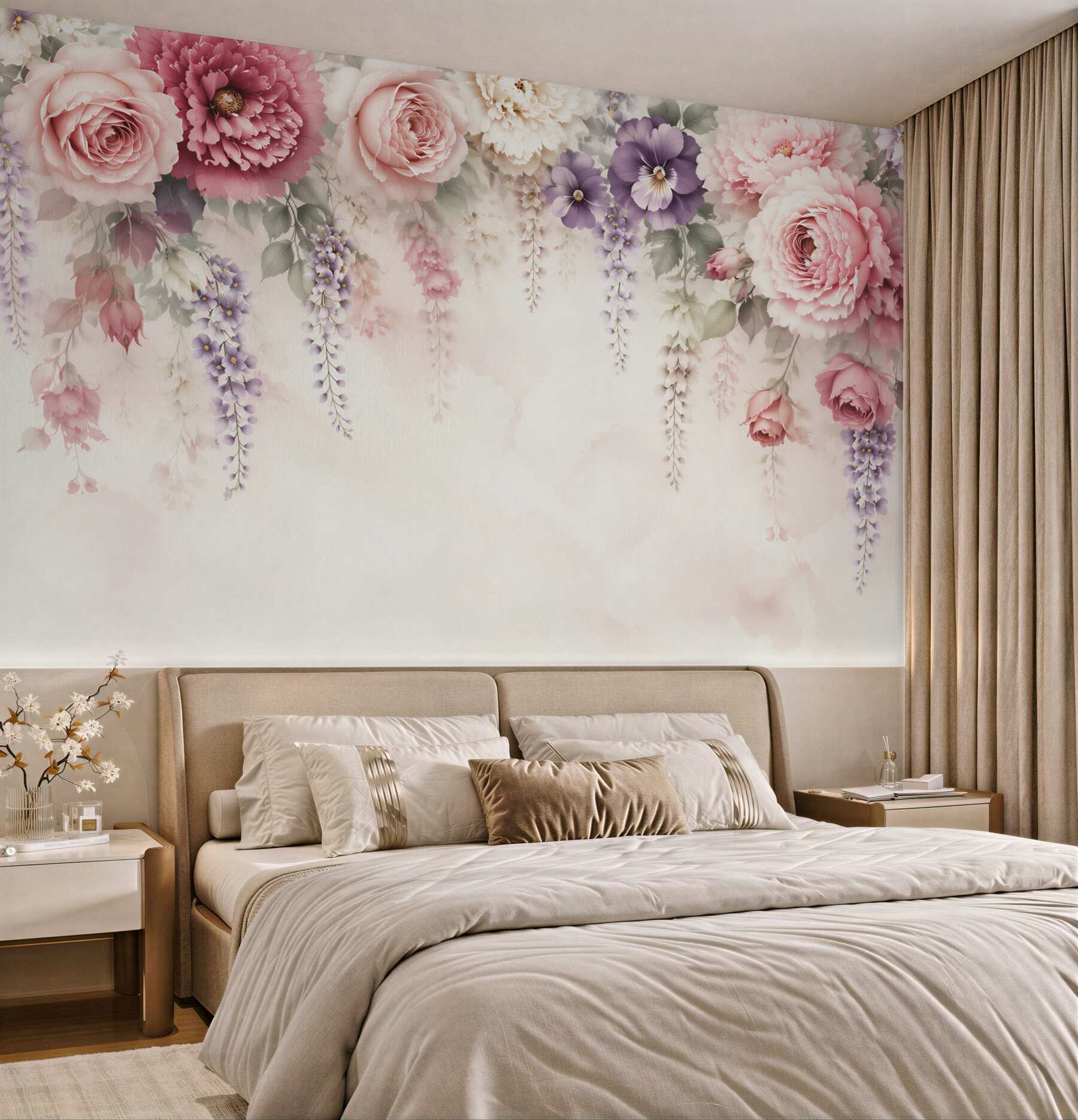 Fototapeta kwiaty róże i peonie pastelowe romantyczne?v23