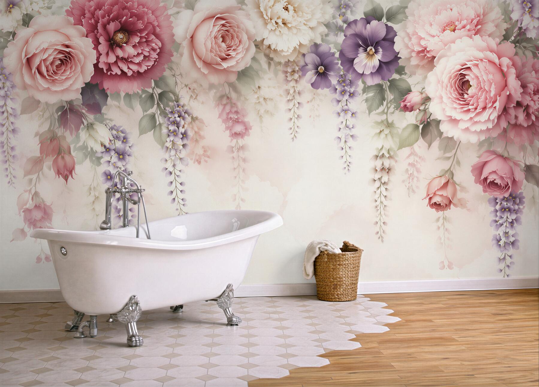 Fototapeta kwiaty róże i peonie pastelowe romantyczne?v23