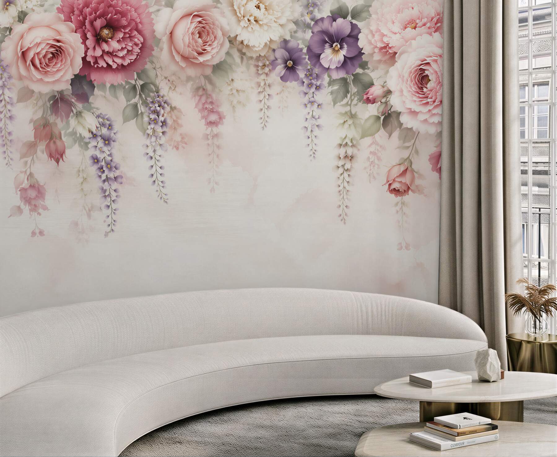 Fototapeta kwiaty róże i peonie pastelowe romantyczne?v23