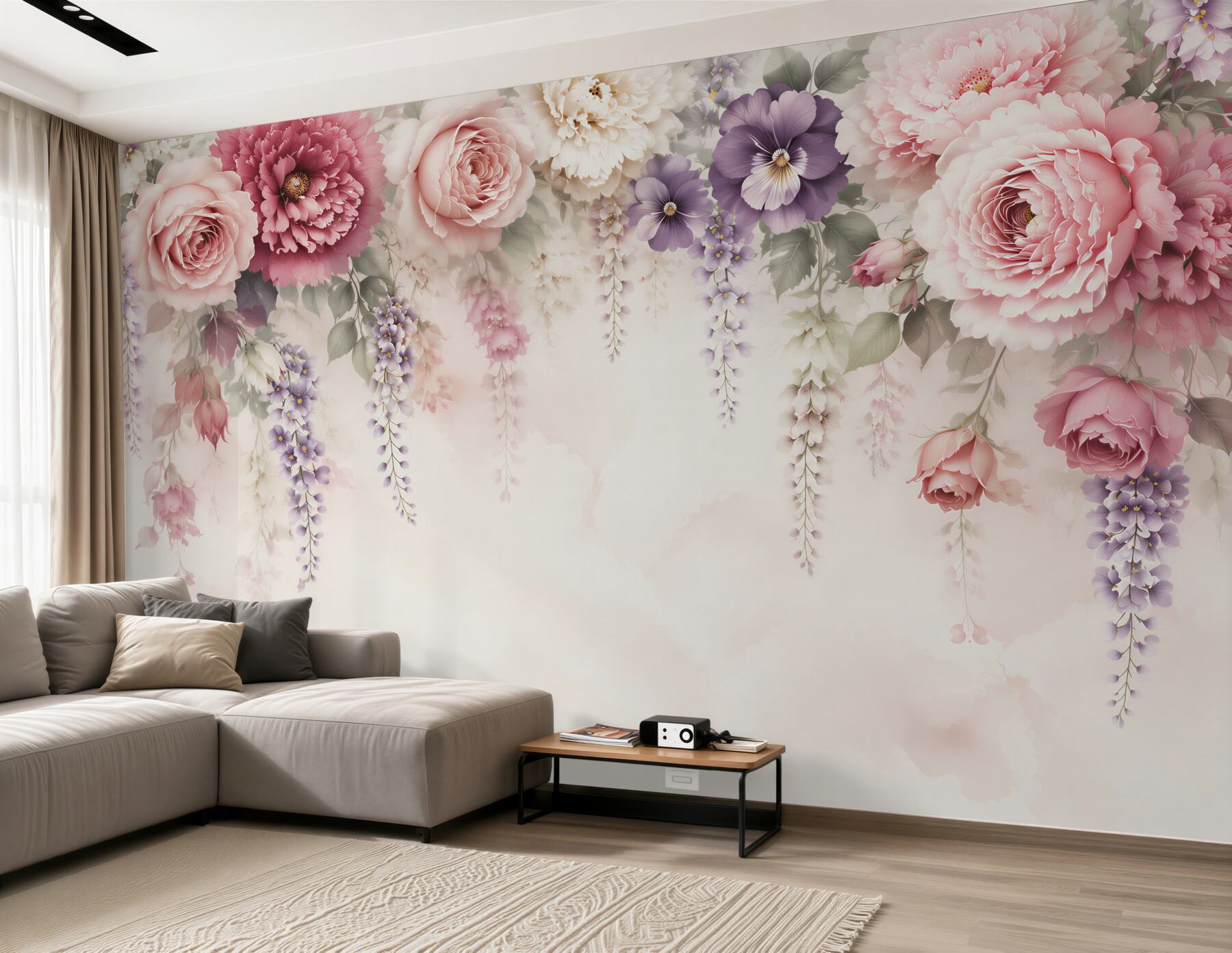 Fototapeta kwiaty róże i peonie pastelowe romantyczne?v23
