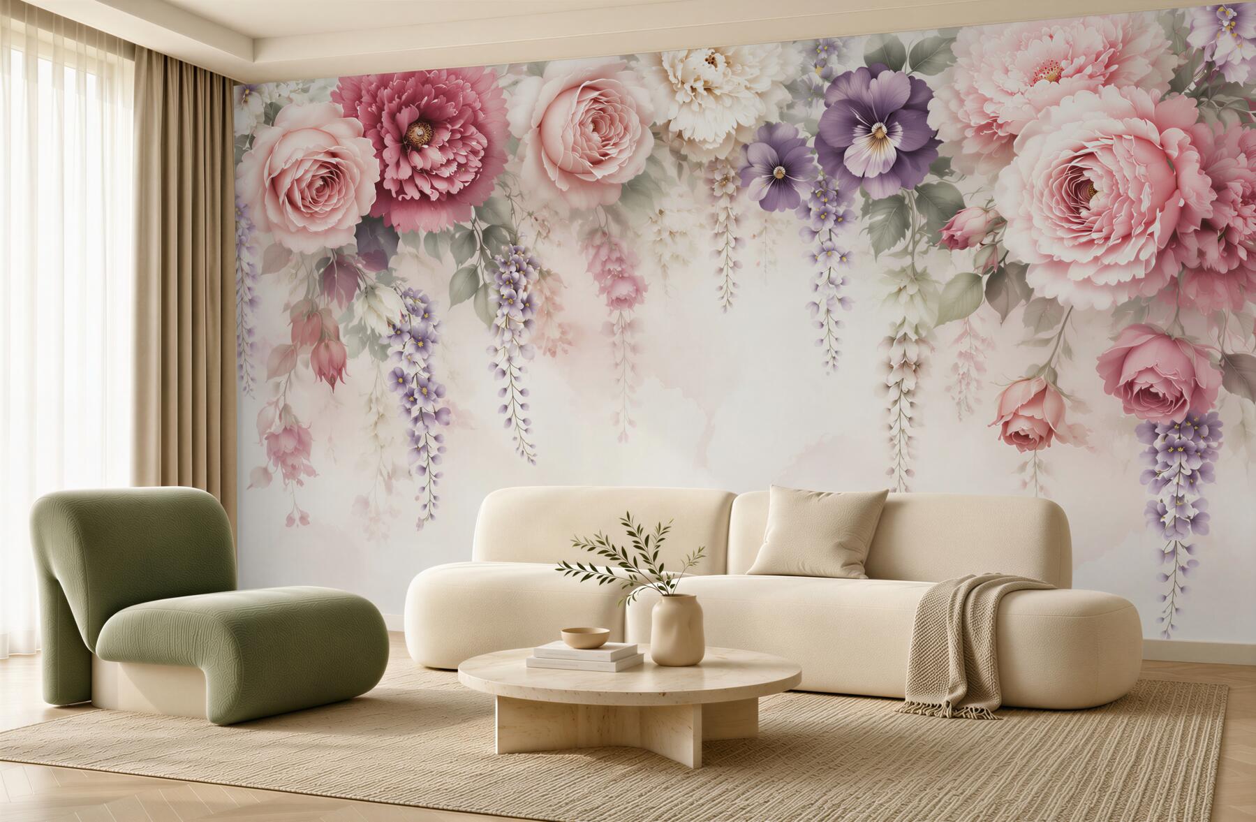 Fototapeta kwiaty róże i peonie pastelowe romantyczne?v23