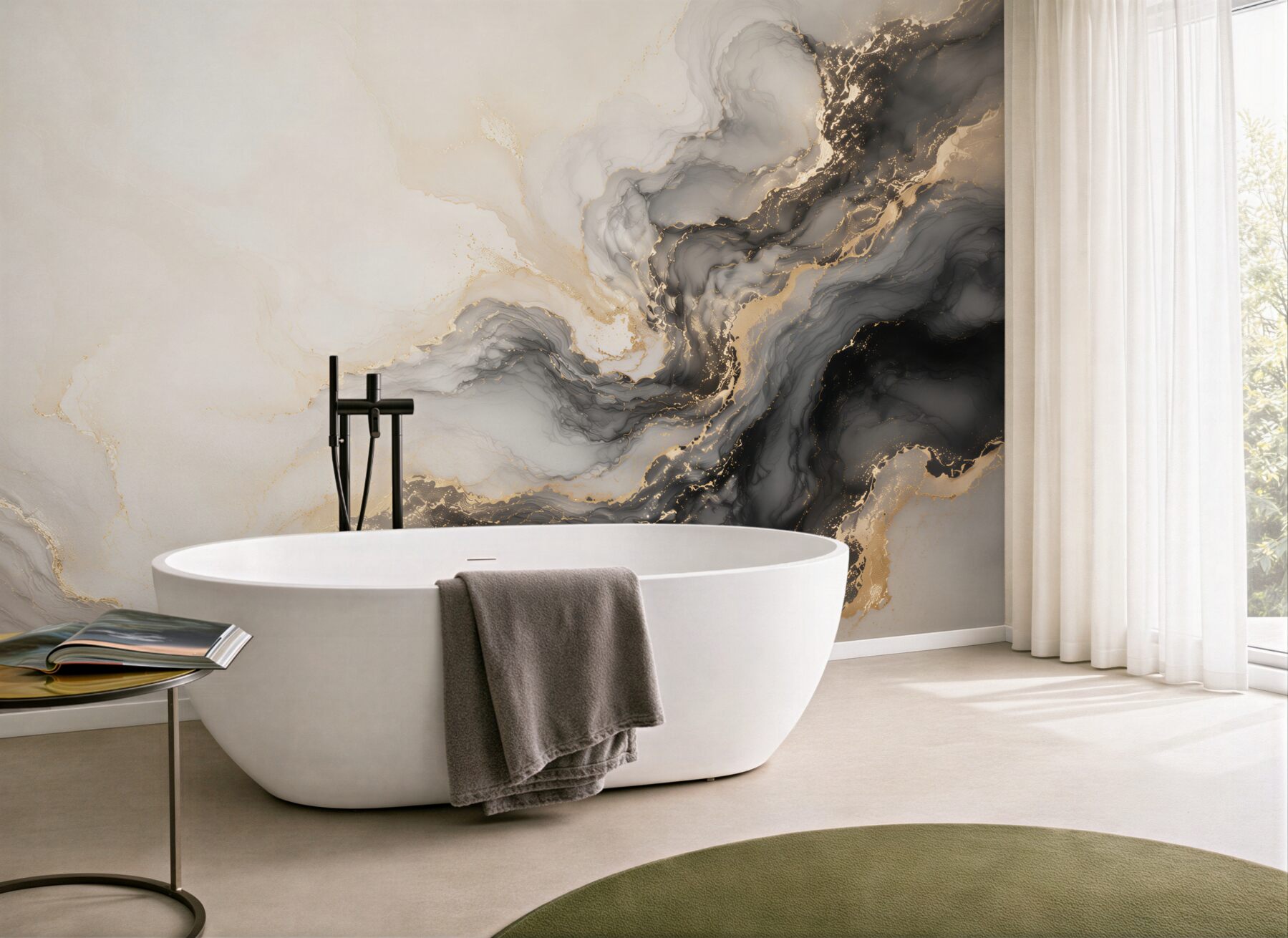 Fototapeta abstrakcyjny marmur czarno biały ze złotymi żyłkami elegancki?v23