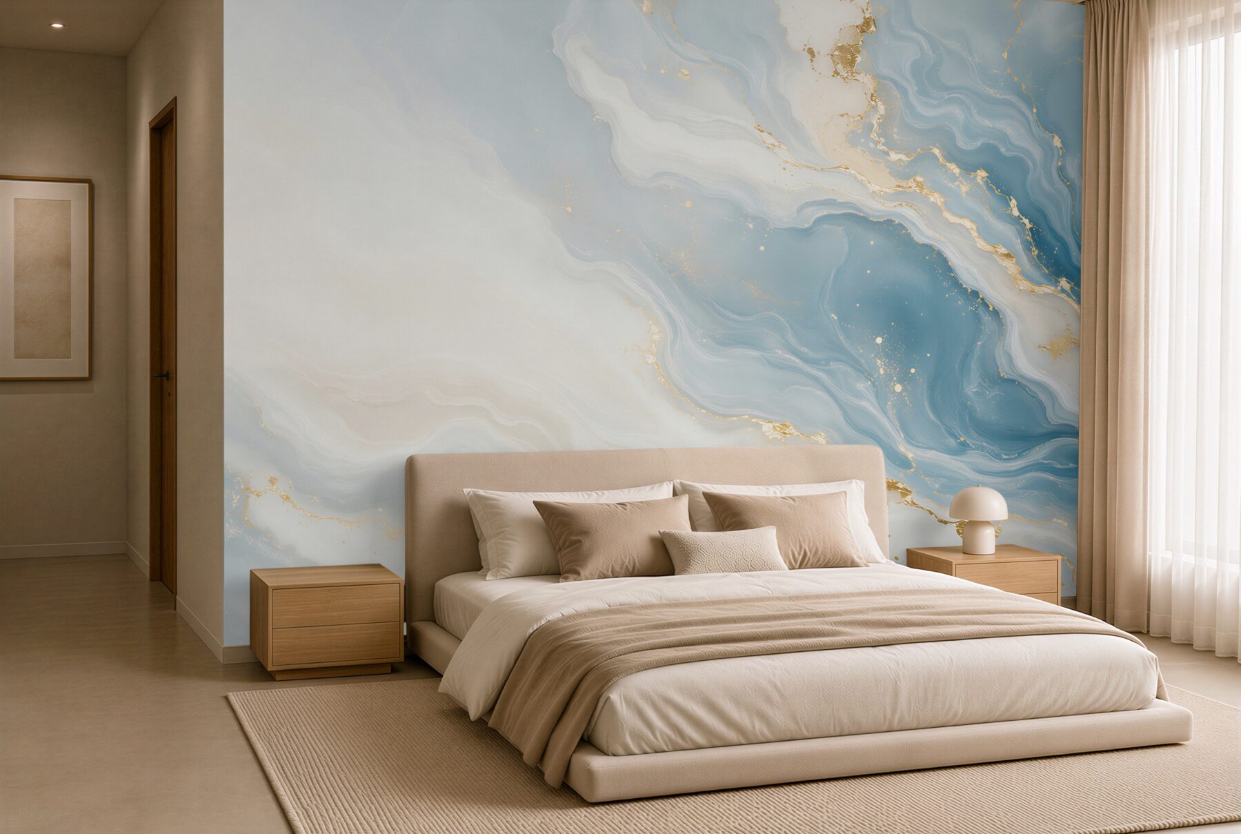 Fototapeta marmur abstrakcyjny błękitno biały ze złotymi żyłkami?v23