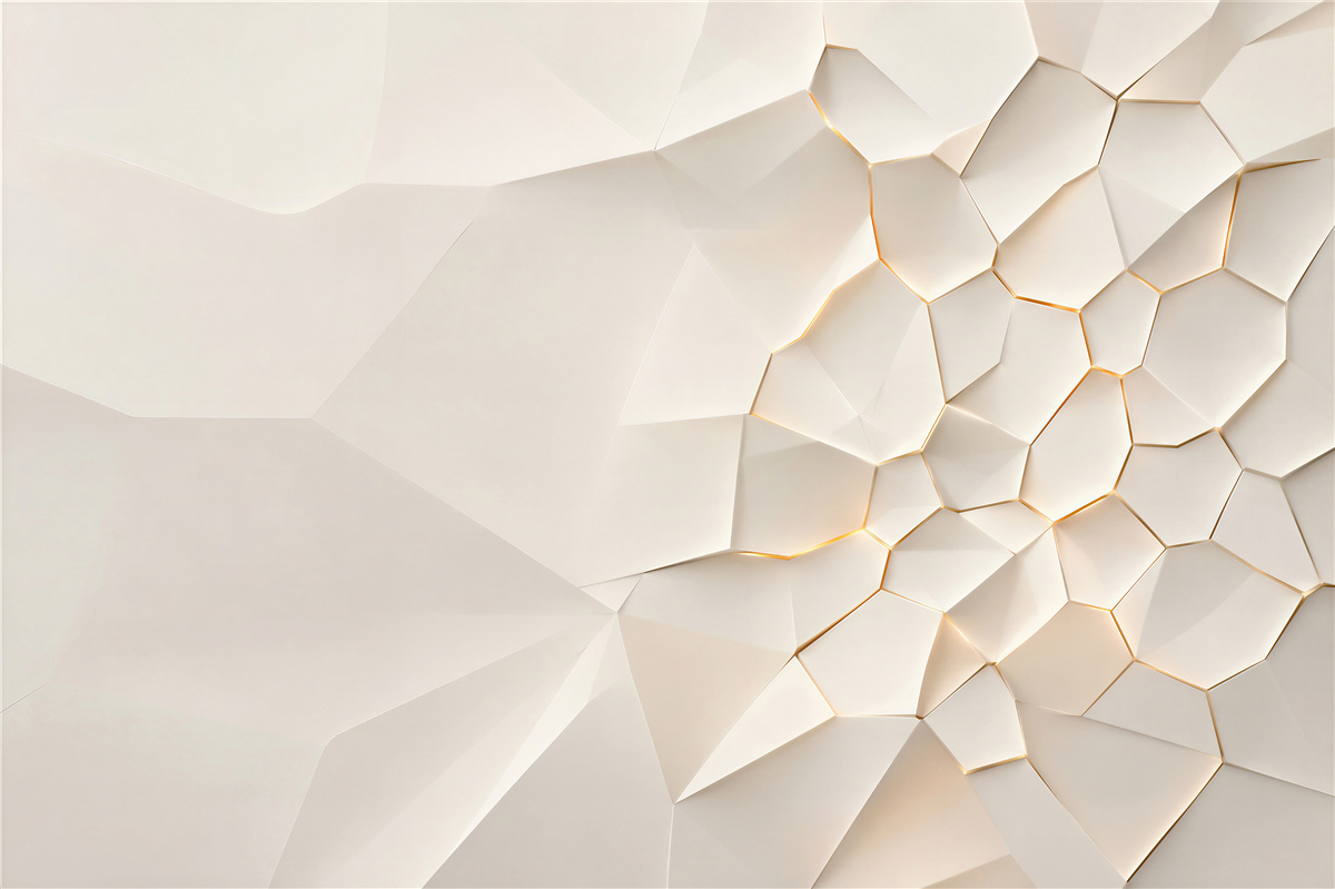 Fototapeta geometryczna abstrakcja 3D biała z delikatnym złotym akcentem