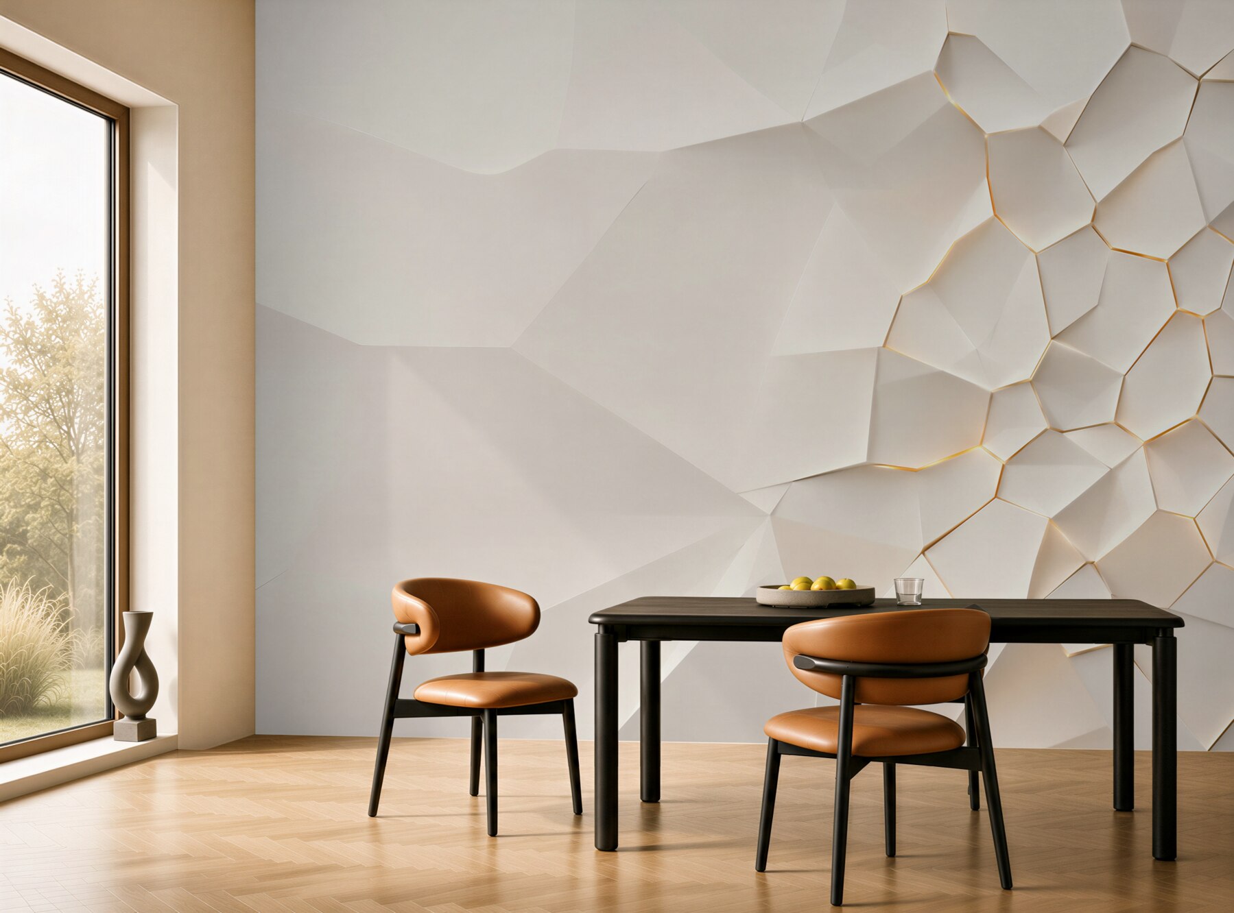 Fototapeta geometryczna abstrakcja 3D biała z delikatnym złotym akcentem?v23