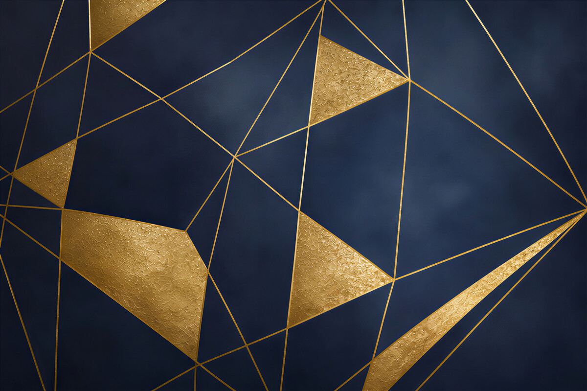 Fototapeta granatowa geometria ze złotymi liniami nowoczesna glamour