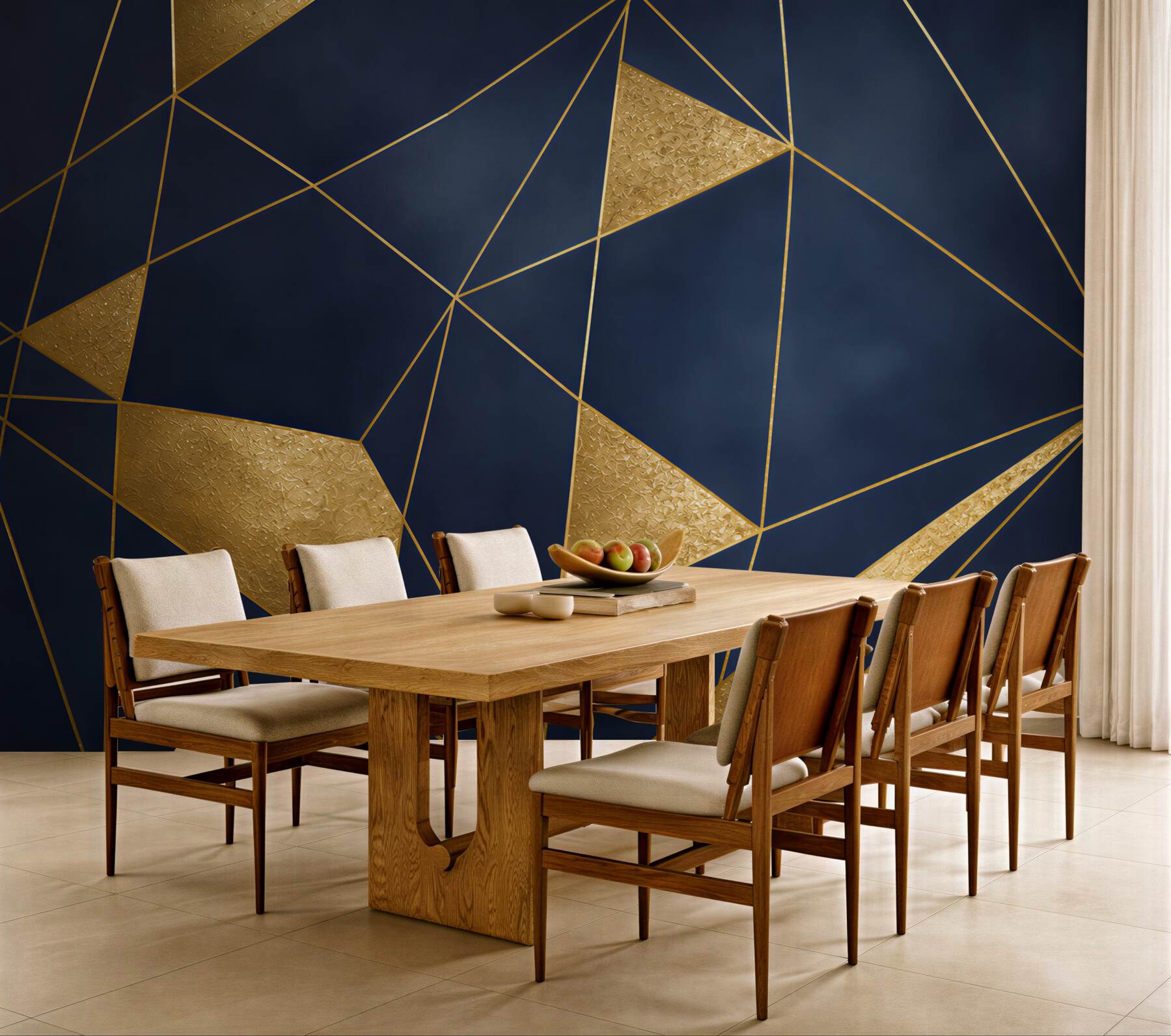 Fototapeta granatowa geometria ze złotymi liniami nowoczesna glamour?v23
