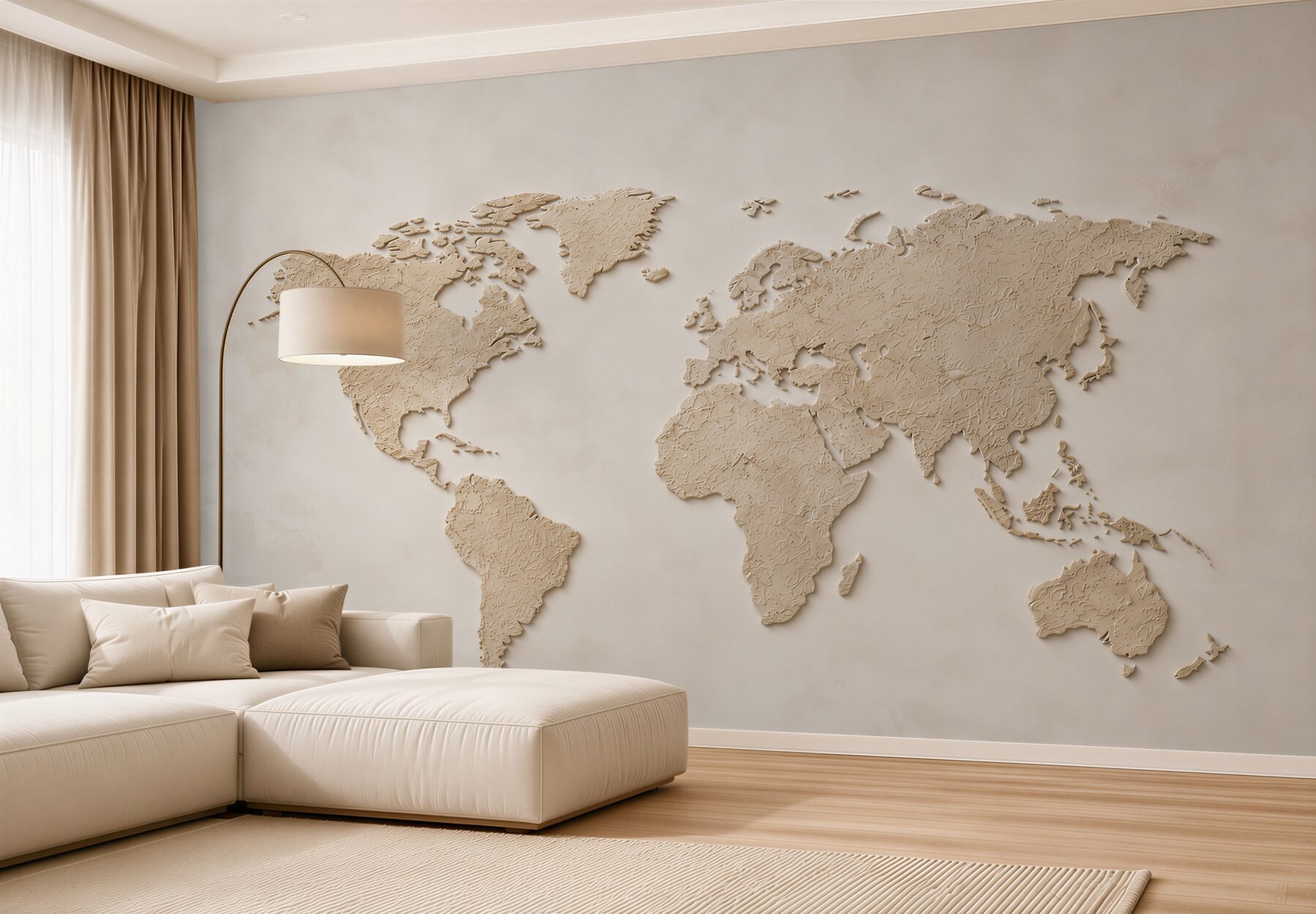 Fototapeta mapa świata beżowa przestrzenna do biura i salonu?v23