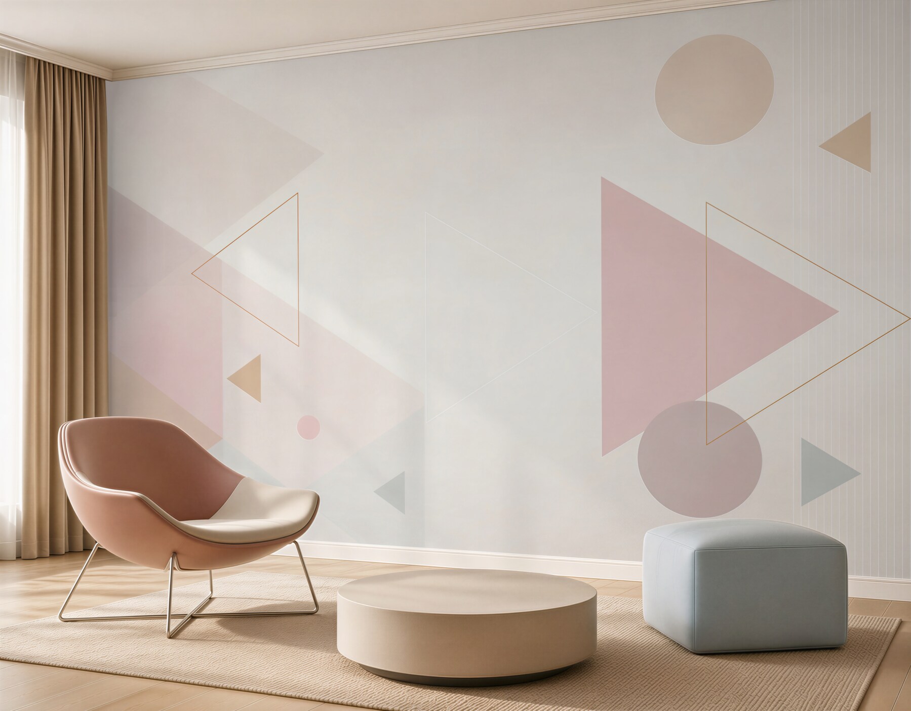 Fototapeta geometryczne pastelowe trójkąty i koła nowoczesna abstrakcja?v23