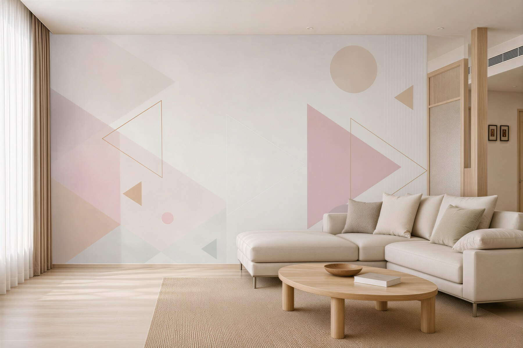 Fototapeta geometryczne pastelowe trójkąty i koła nowoczesna abstrakcja?v23