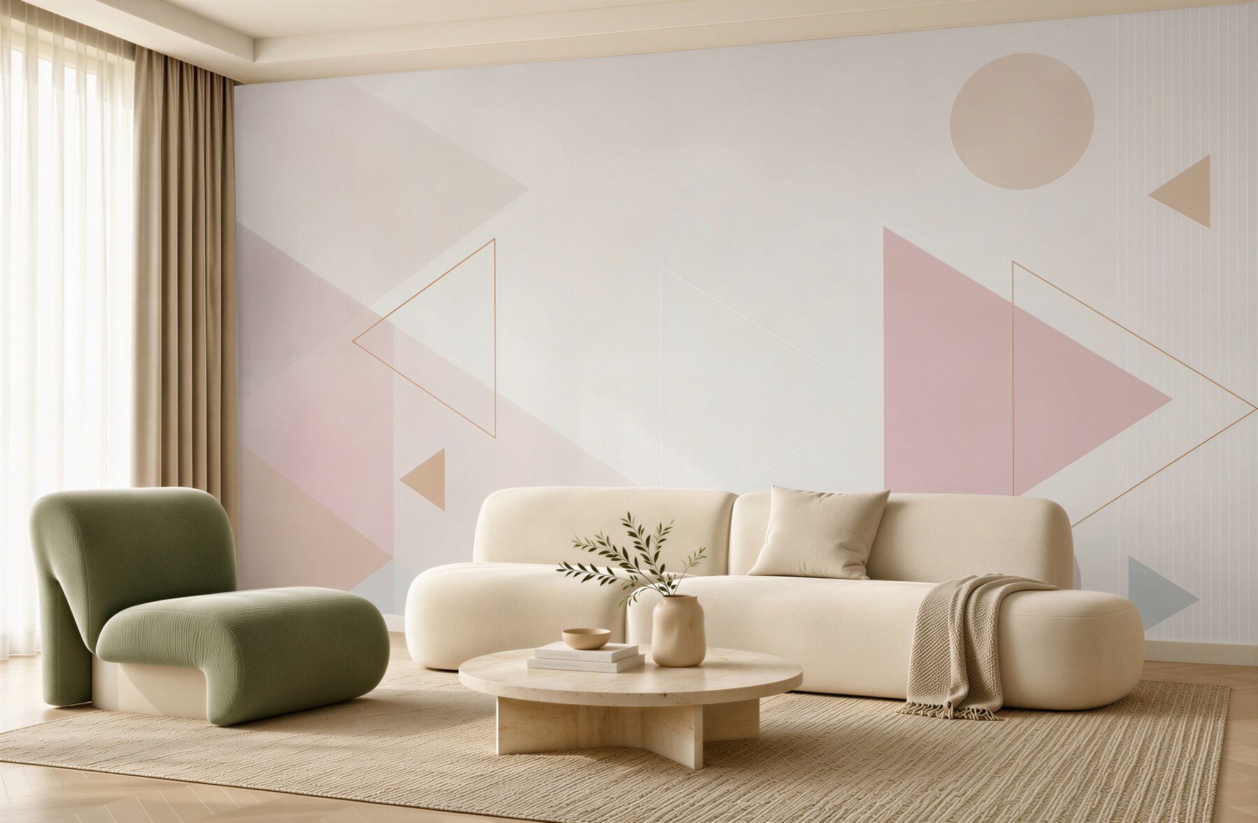 Fototapeta geometryczne pastelowe trójkąty i koła nowoczesna abstrakcja?v23