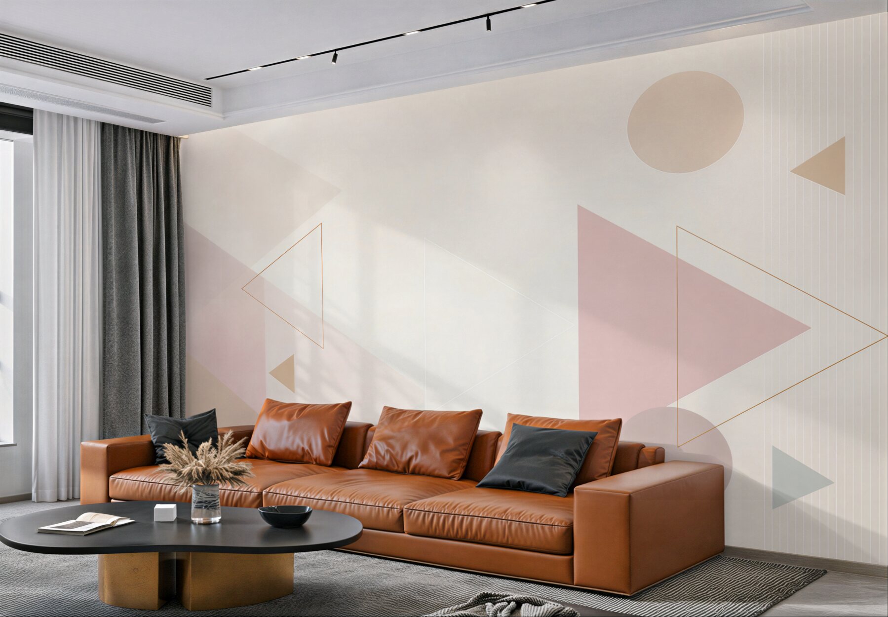 Fototapeta geometryczne pastelowe trójkąty i koła nowoczesna abstrakcja?v23