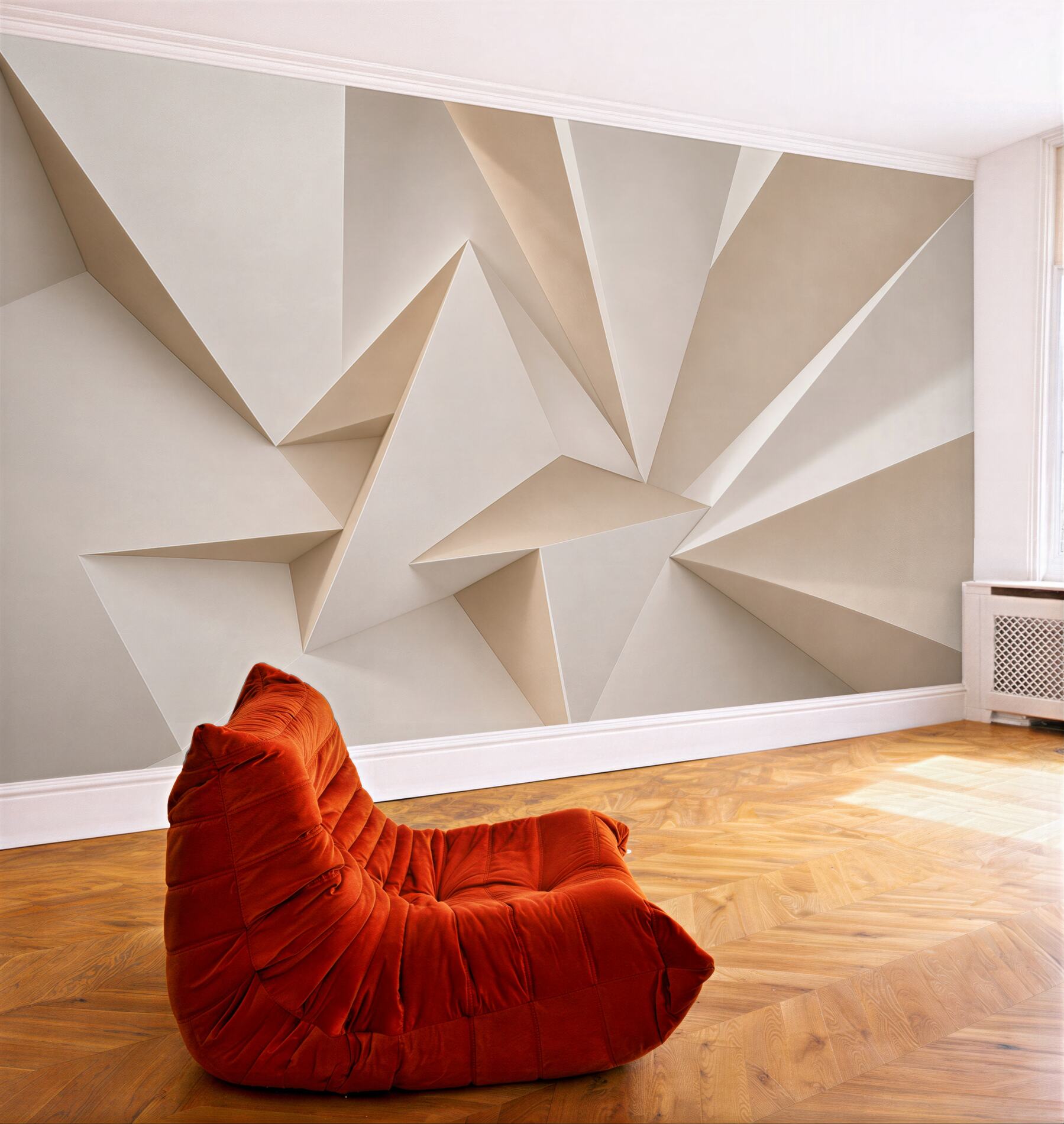 Fototapeta abstrakcja 3D beżowe geometryczne bryły nowoczesna?v23