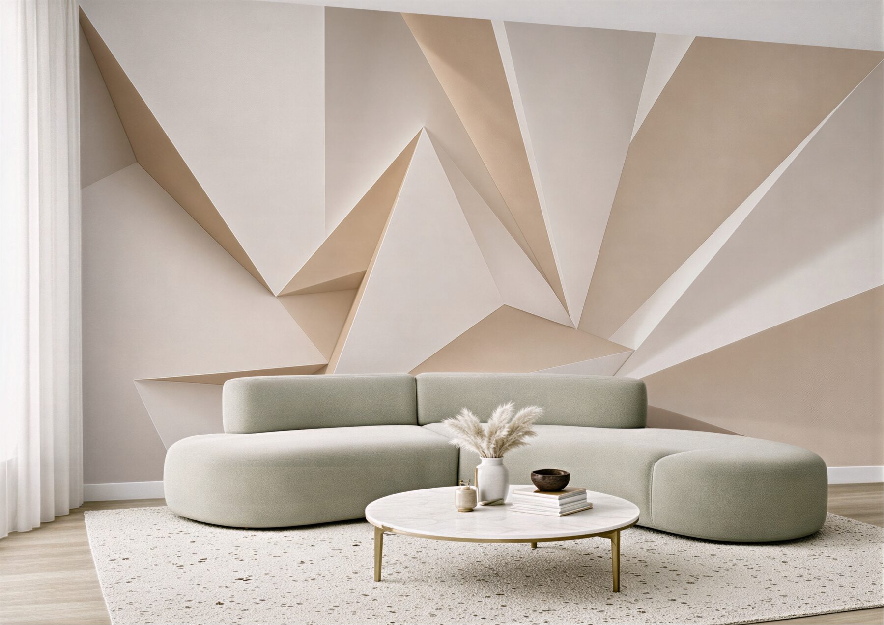 Fototapeta abstrakcja 3D beżowe geometryczne bryły nowoczesna?v23
