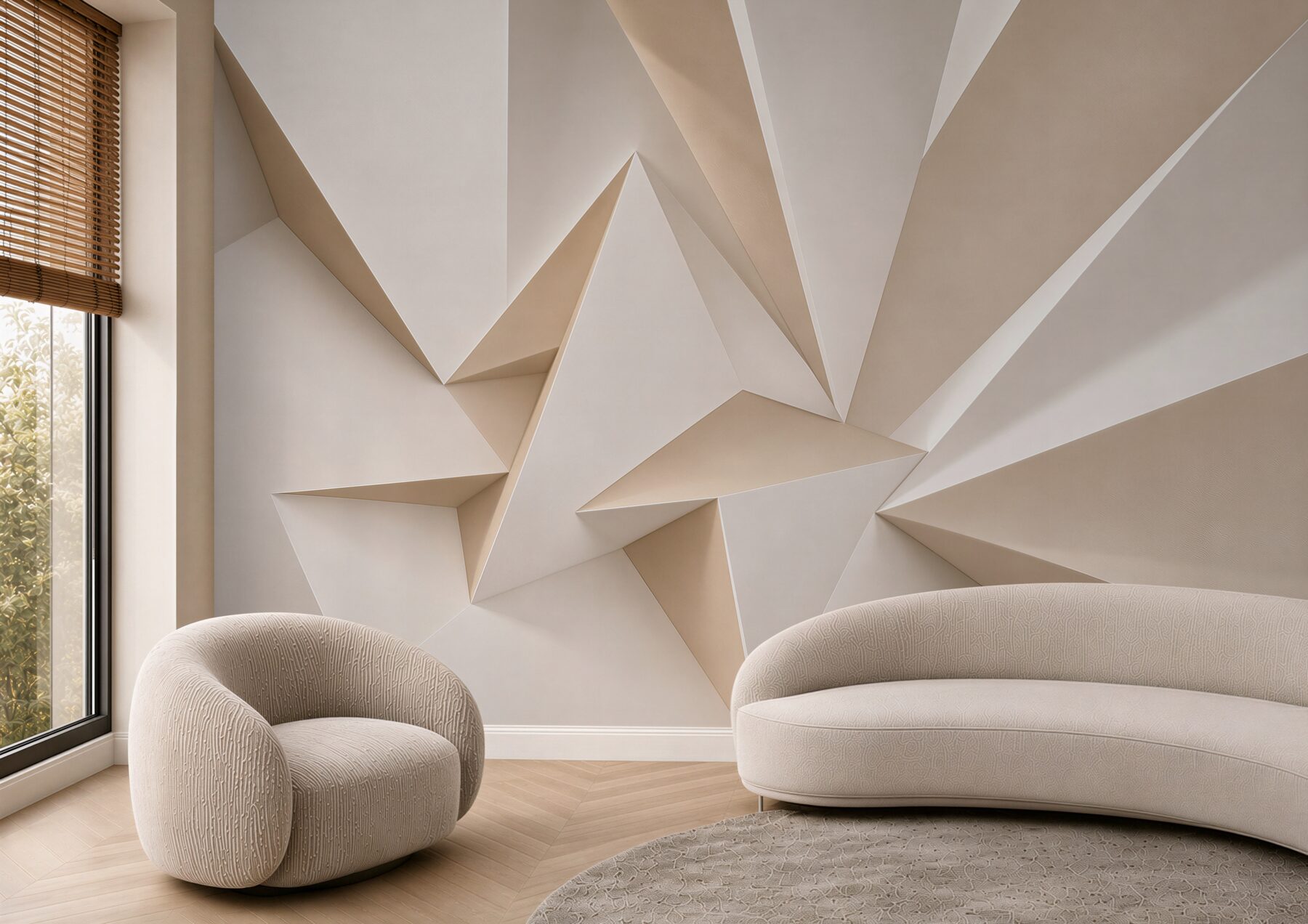 Fototapeta abstrakcja 3D beżowe geometryczne bryły nowoczesna?v23