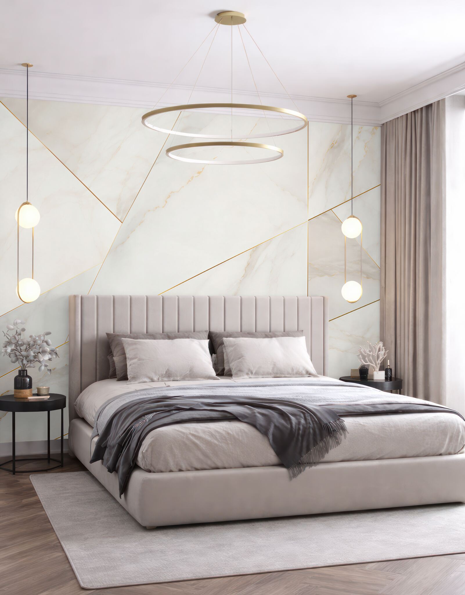 Fototapeta marmur biały geometryczny ze złotymi liniami nowoczesna?v23