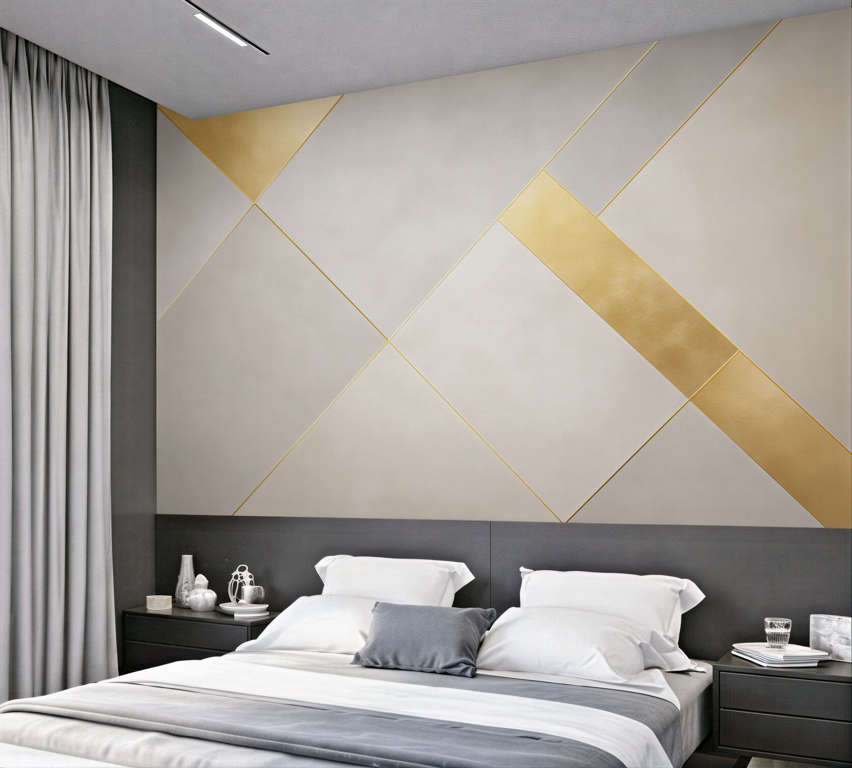 Fototapeta geometryczna beżowa ze złotymi pasami elegancka?v23