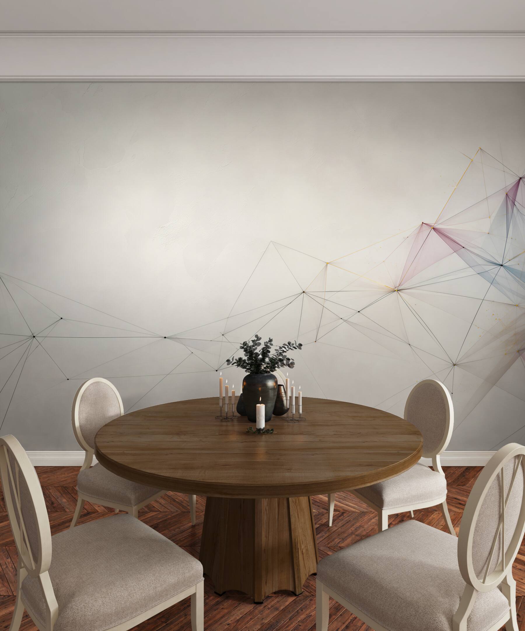Fototapeta geometryczna abstrakcja z liniami w pastelowych kolorach?v23
