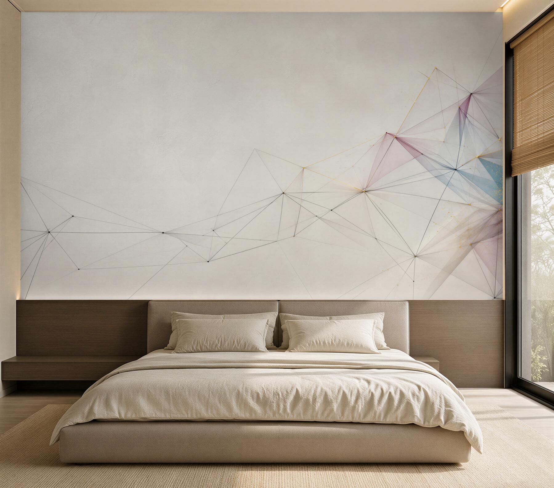 Fototapeta geometryczna abstrakcja z liniami w pastelowych kolorach?v23