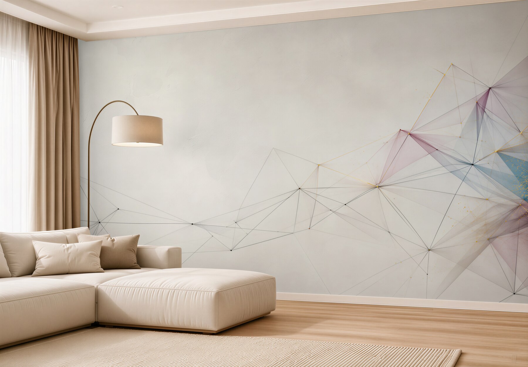 Fototapeta geometryczna abstrakcja z liniami w pastelowych kolorach?v23