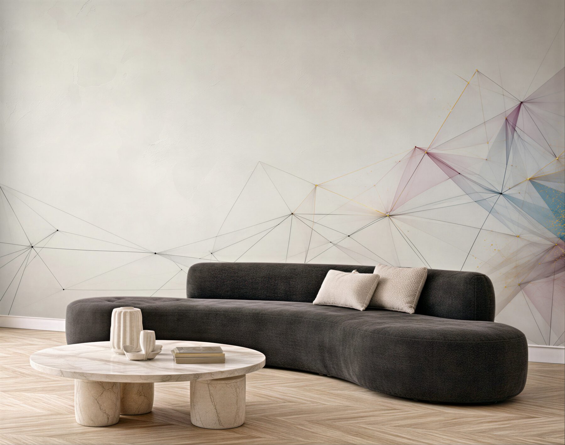Fototapeta geometryczna abstrakcja z liniami w pastelowych kolorach?v23