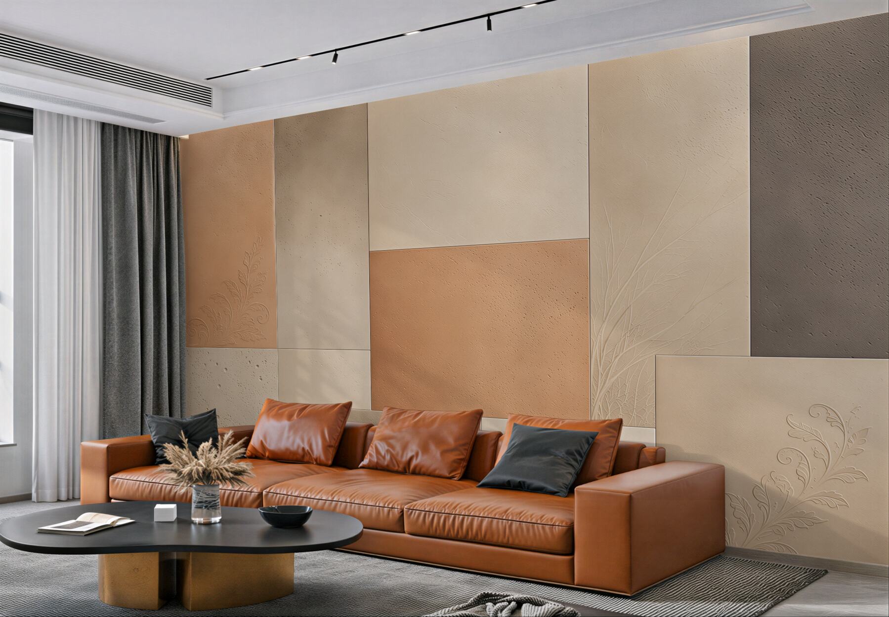 Fototapeta geometryczne panele beżowe z delikatnym ornamentem?v23