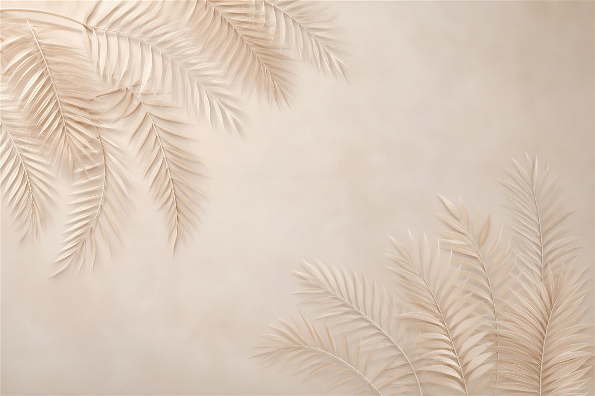 Fototapeta delikatne liście palmowe beżowe minimalistyczne