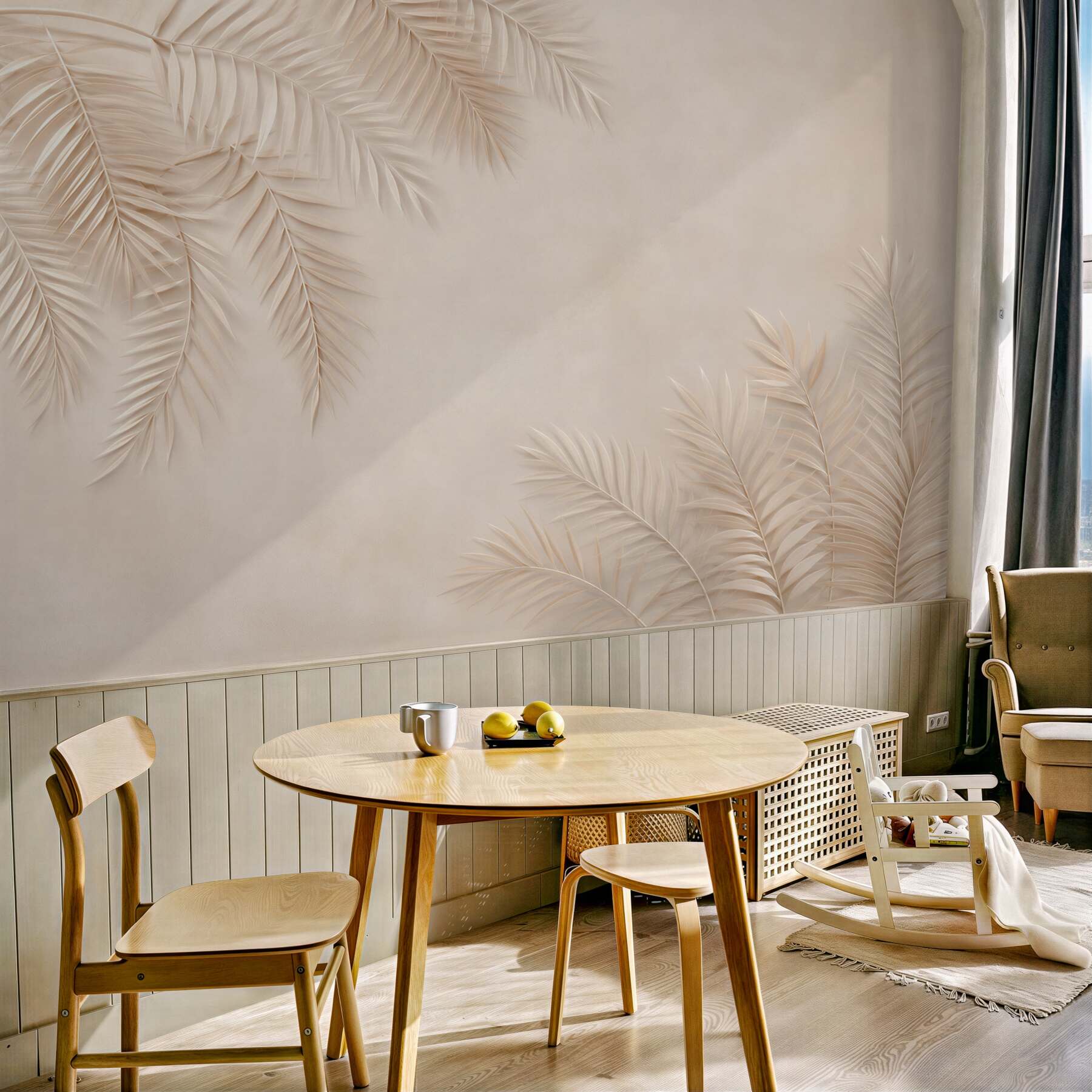Fototapeta delikatne liście palmowe beżowe minimalistyczne?v23