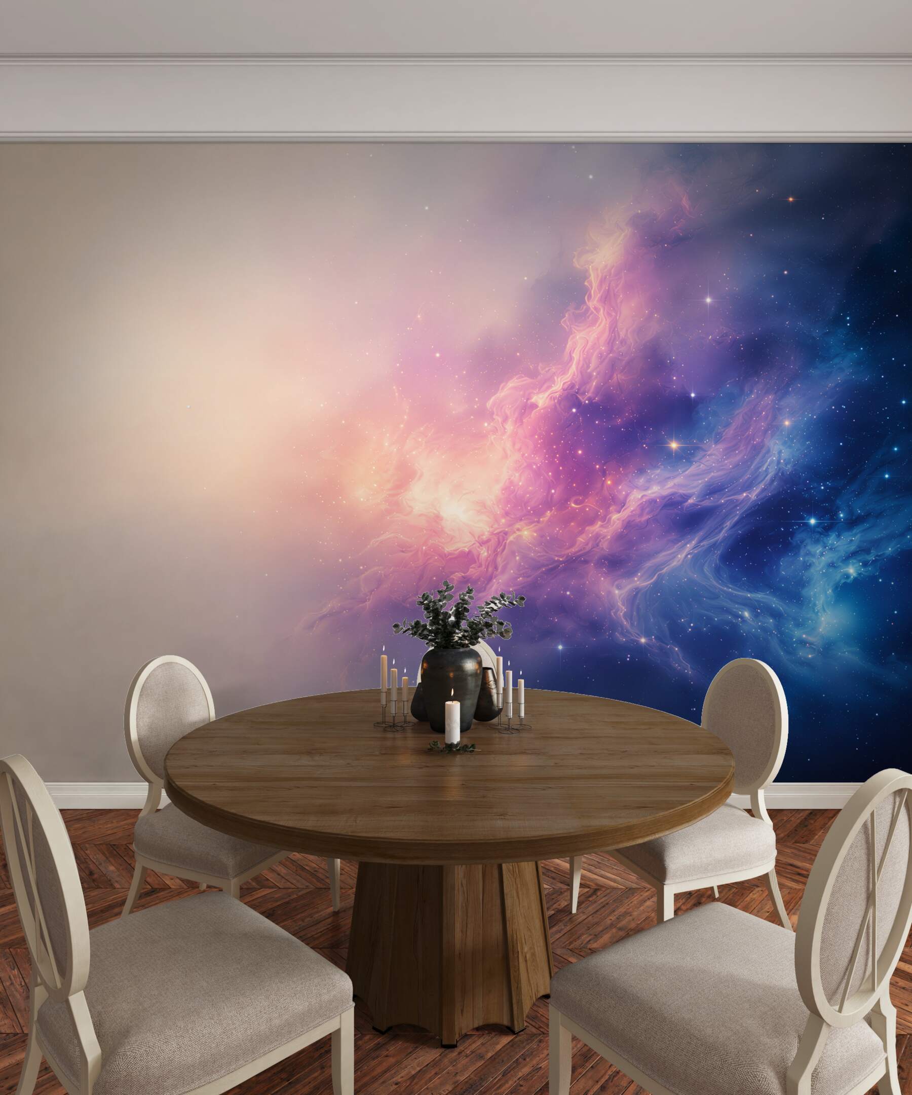 Fototapeta pastelowa mgławica kosmiczna z gwiazdami do nowoczesnego wnętrza?v23