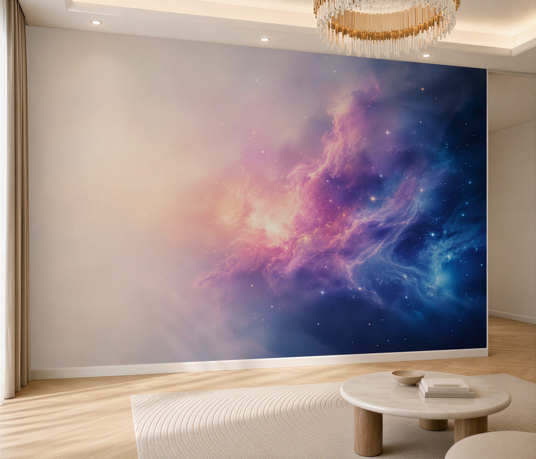 Fototapeta pastelowa mgławica kosmiczna z gwiazdami do nowoczesnego wnętrza?v23