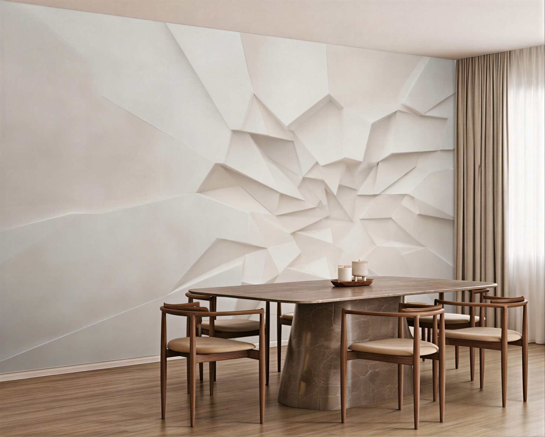 Fototapeta abstrakcja geometryczna 3D biała do nowoczesnego salonu?v23