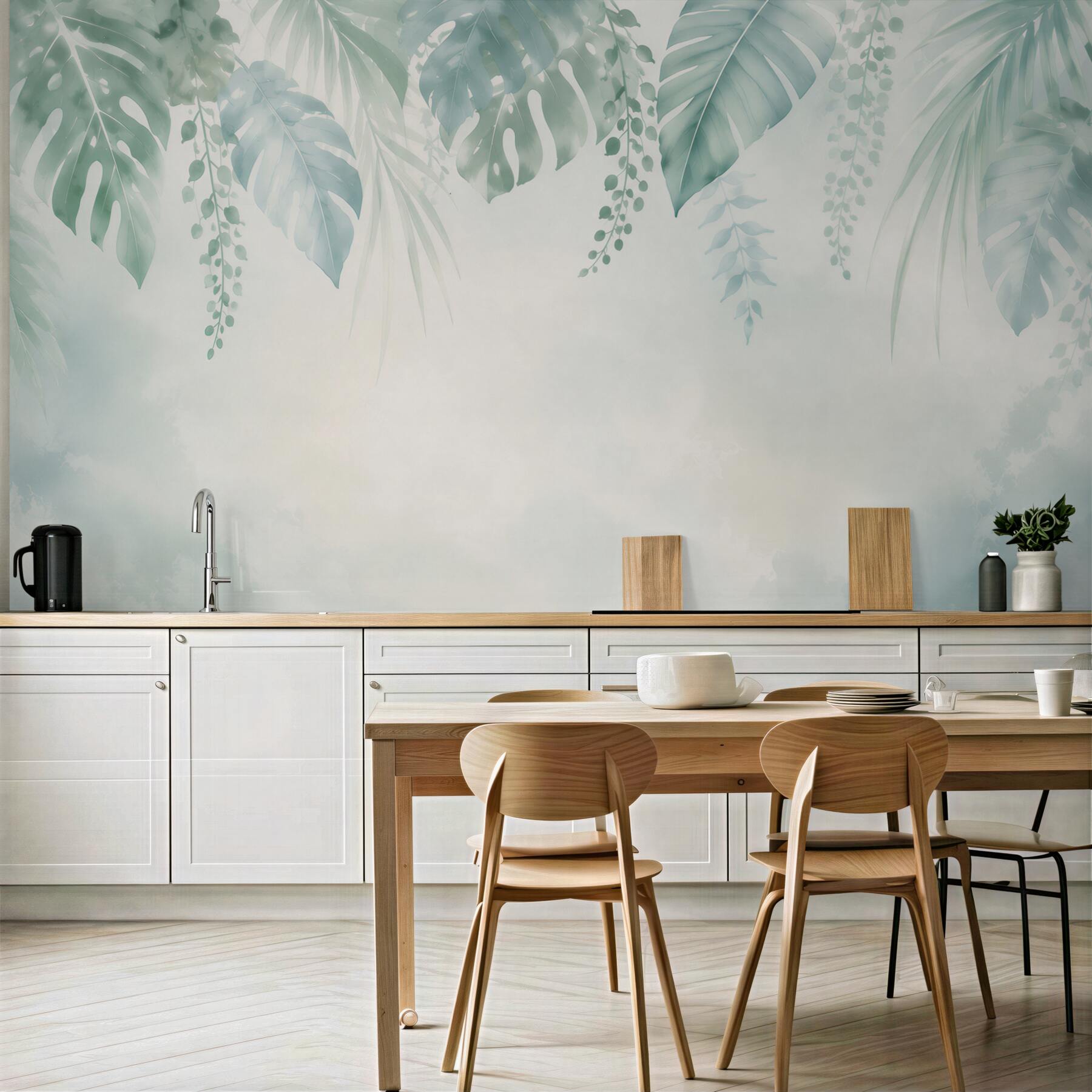 Fototapeta liście tropikalne miętowe delikatne w stylu botanicznym?v23