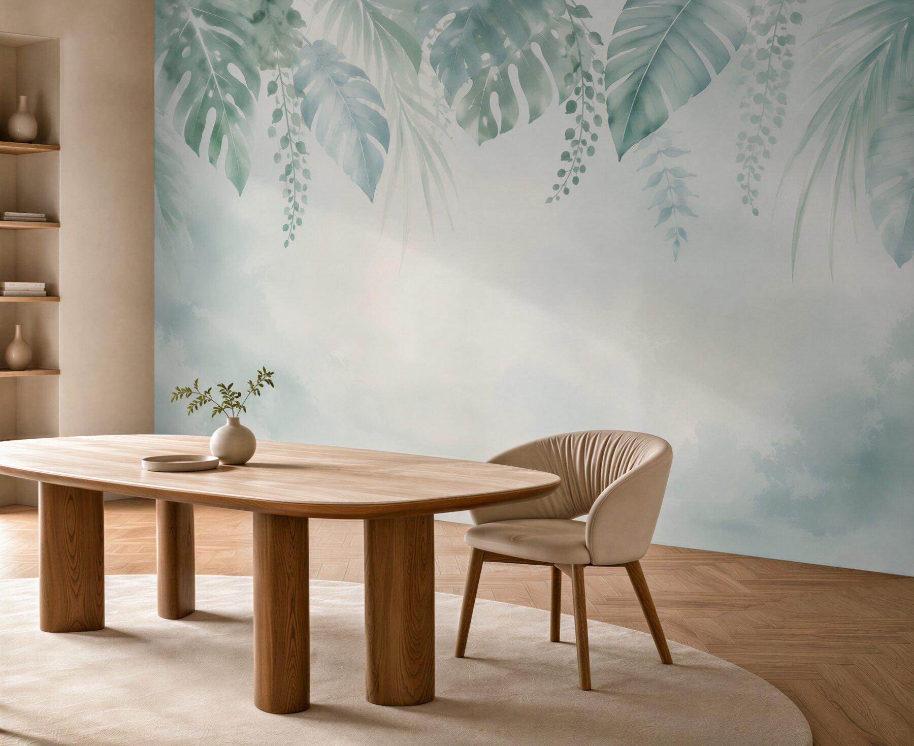 Fototapeta liście tropikalne miętowe delikatne w stylu botanicznym?v23