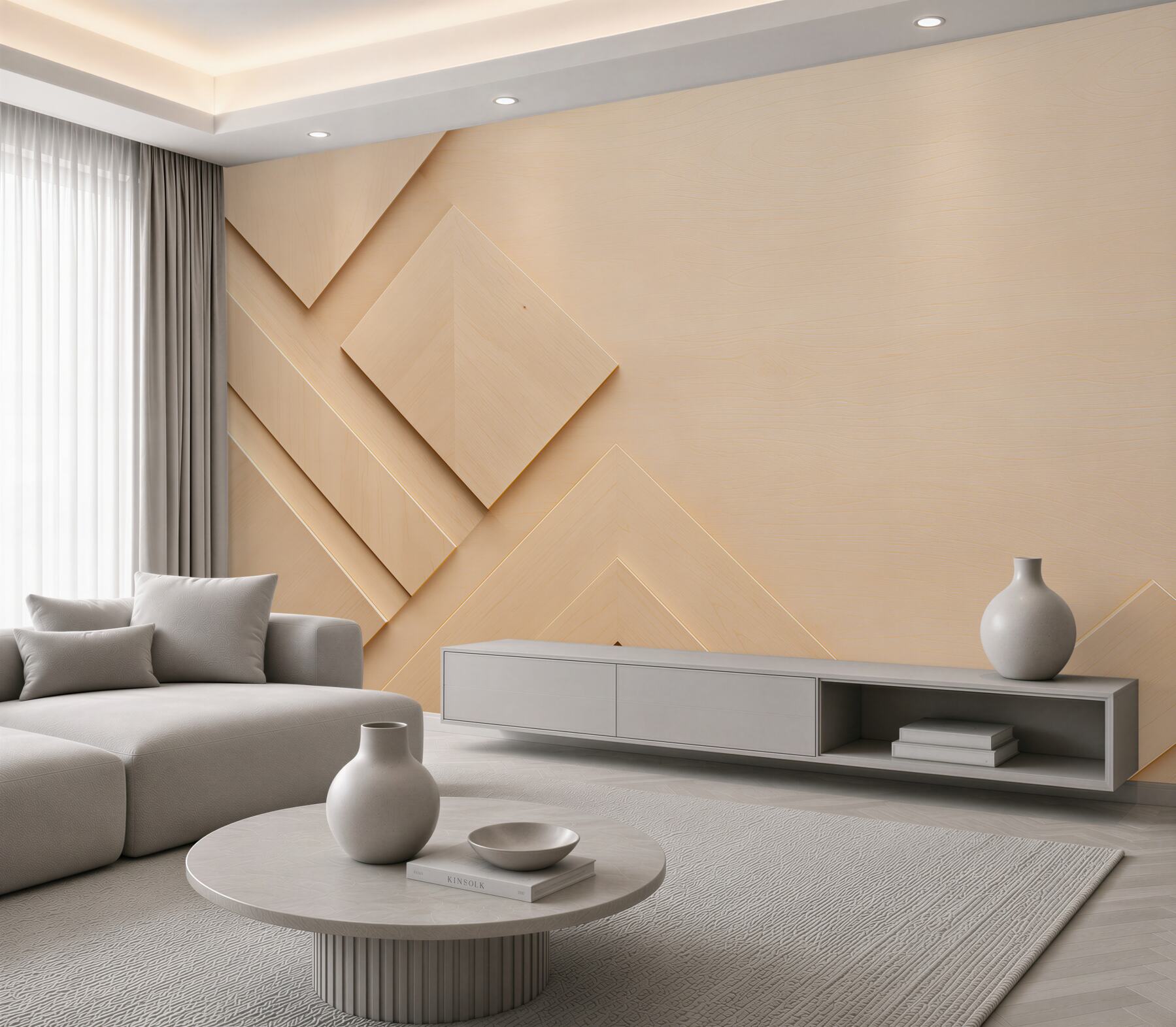 Fototapeta geometryczne panele drewniane beżowe nowoczesne 3D?v23