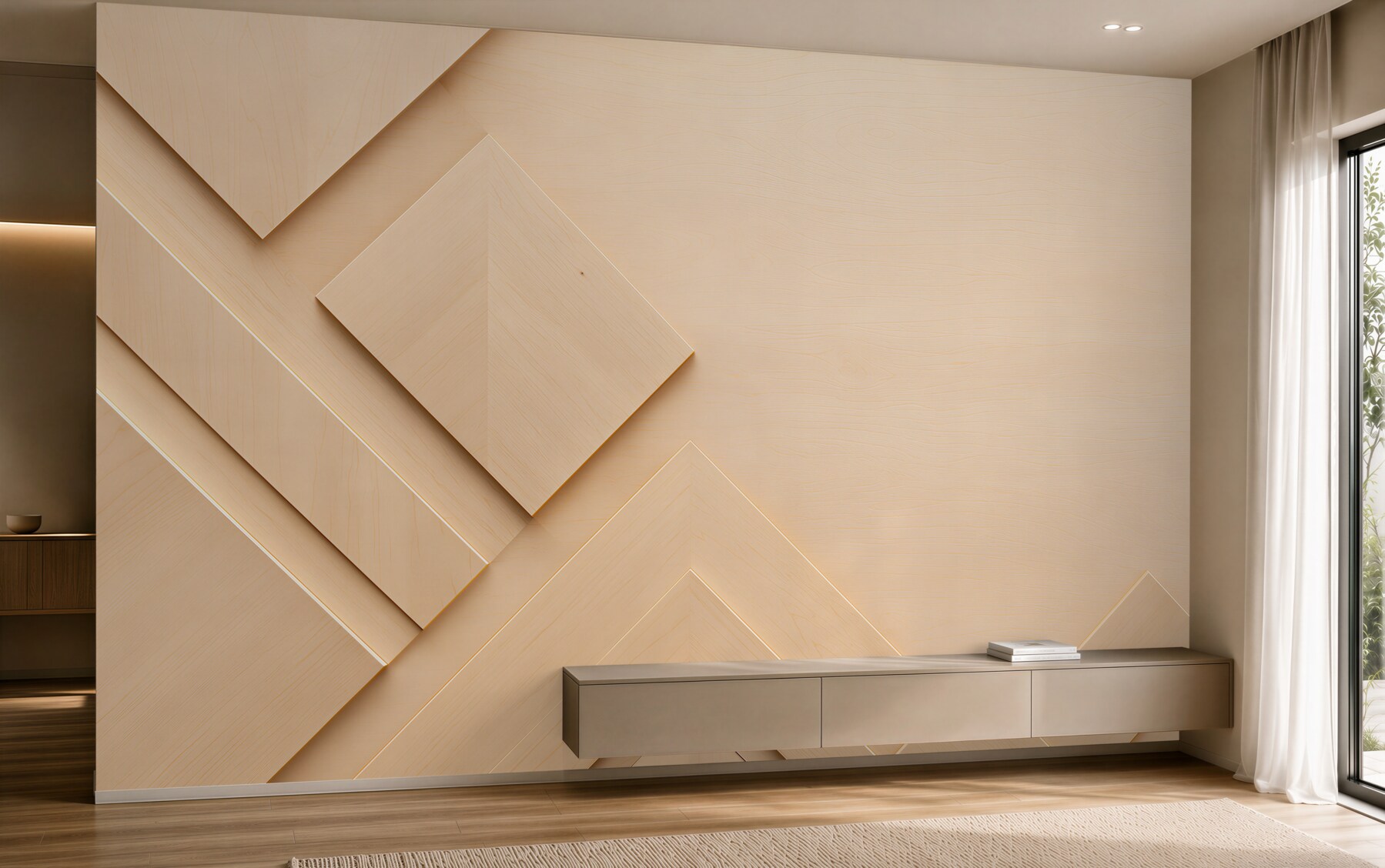 Fototapeta geometryczne panele drewniane beżowe nowoczesne 3D?v23