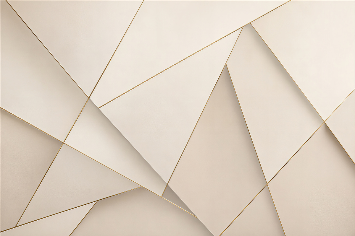 Fototapeta geometryczna abstrakcja beżowa ze złotymi liniami