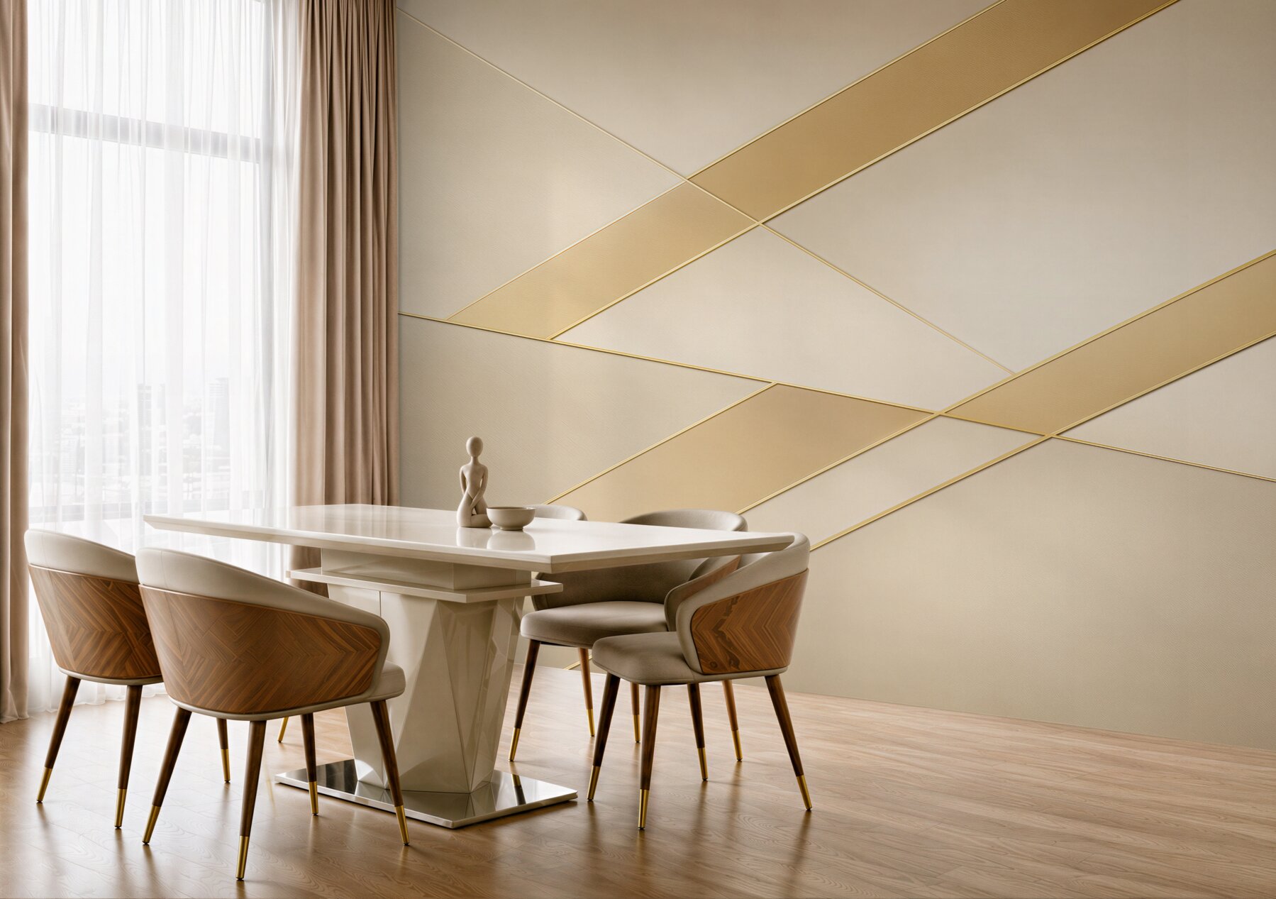 Fototapeta geometryczne złote linie beżowa abstrakcja do eleganckiego wnętrza?v23