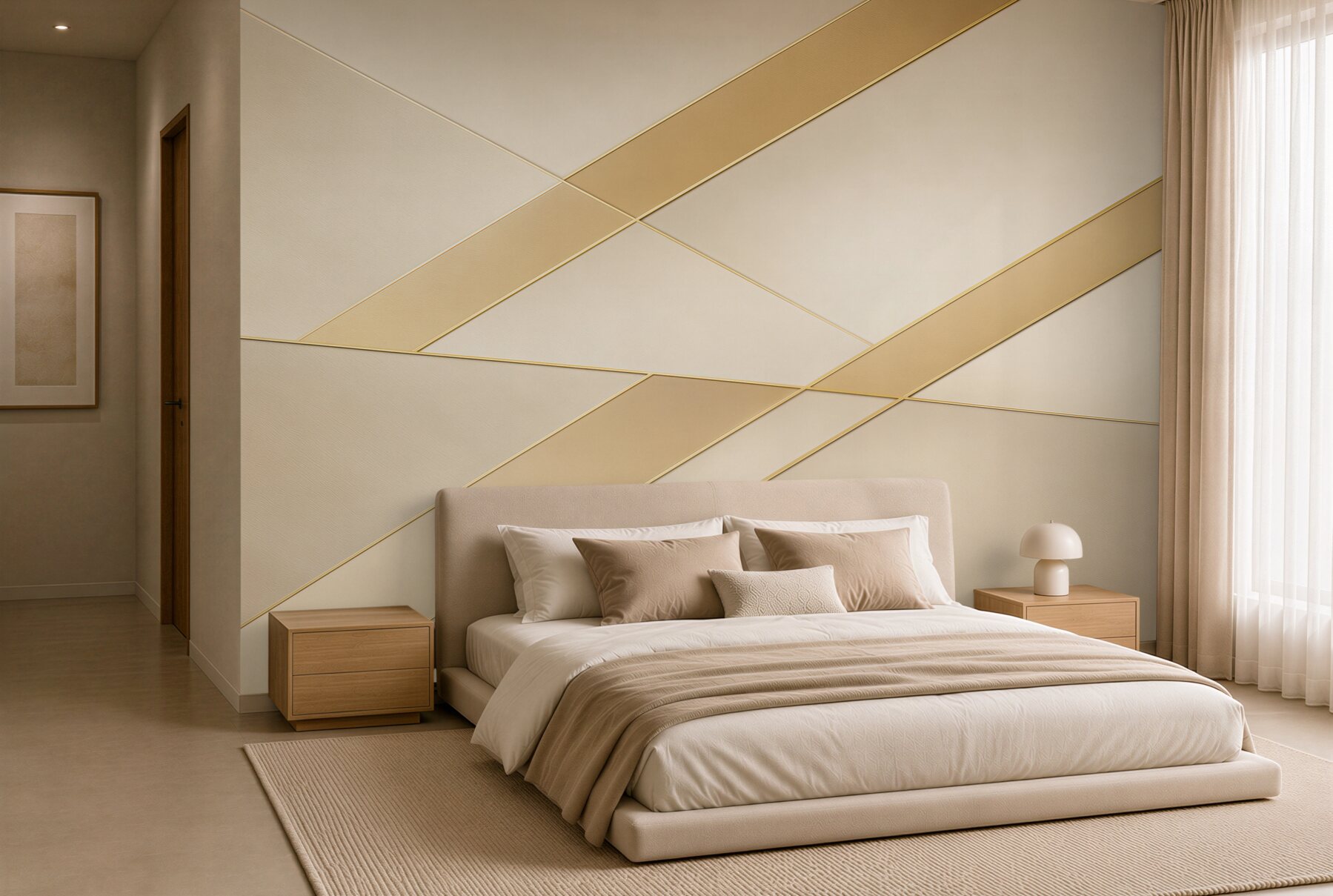 Fototapeta geometryczne złote linie beżowa abstrakcja do eleganckiego wnętrza?v23