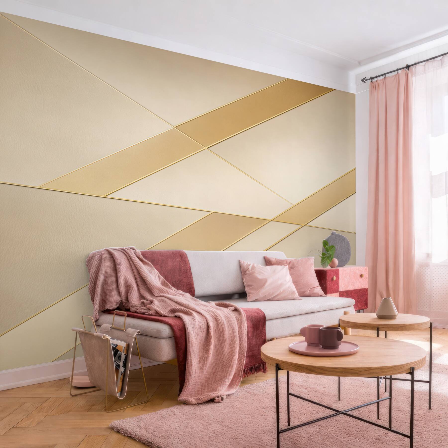 Fototapeta geometryczne złote linie beżowa abstrakcja do eleganckiego wnętrza?v23