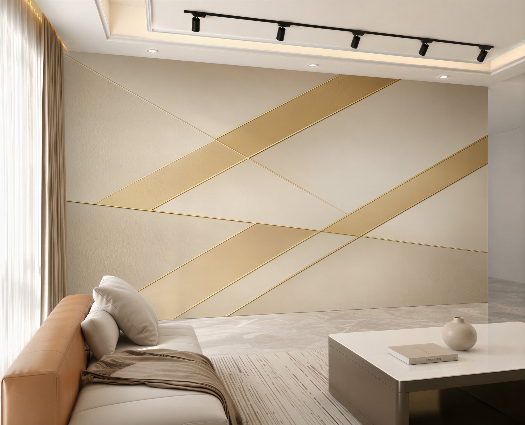 Fototapeta geometryczne złote linie beżowa abstrakcja do eleganckiego wnętrza?v23
