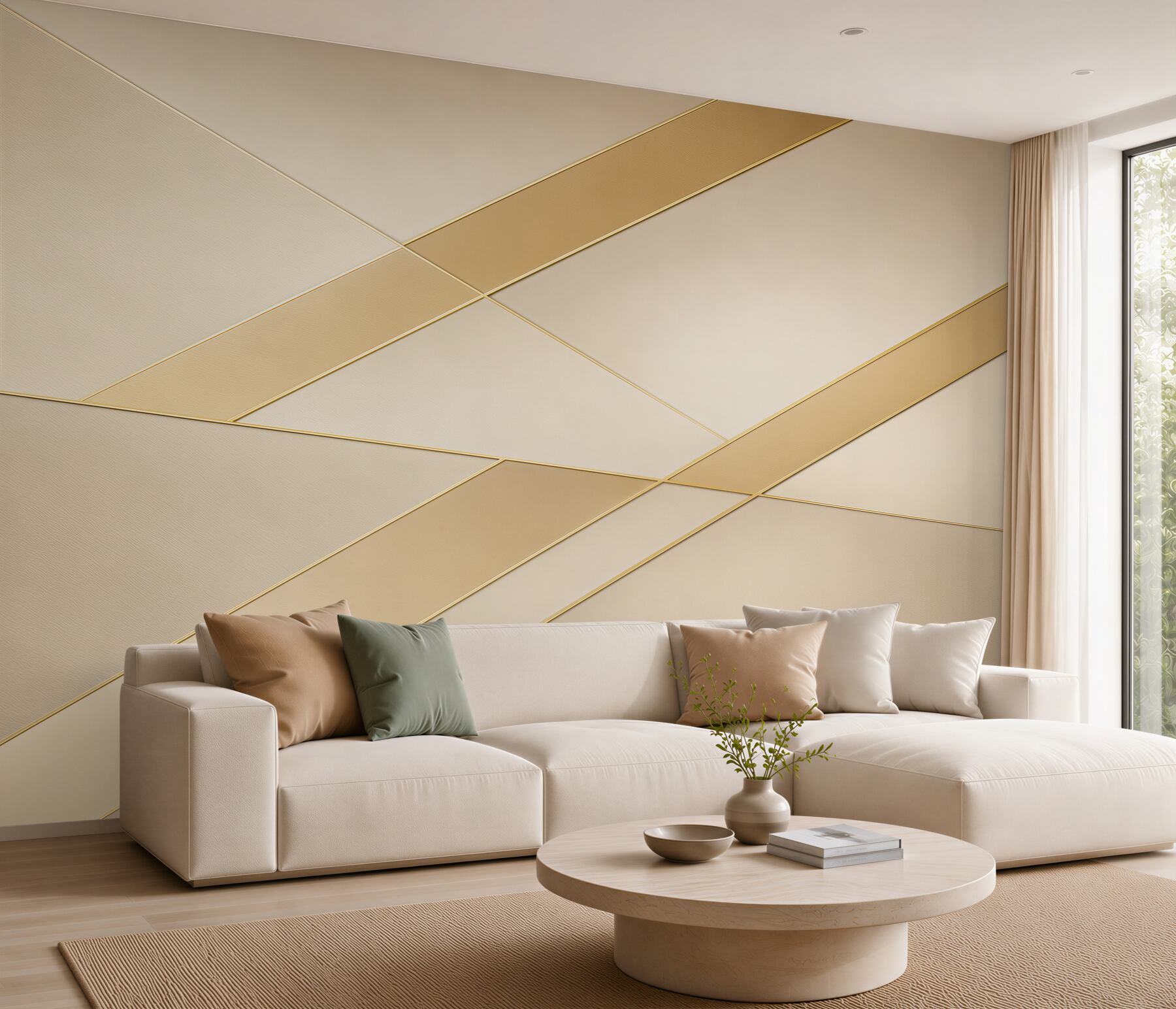 Fototapeta geometryczne złote linie beżowa abstrakcja do eleganckiego wnętrza?v23
